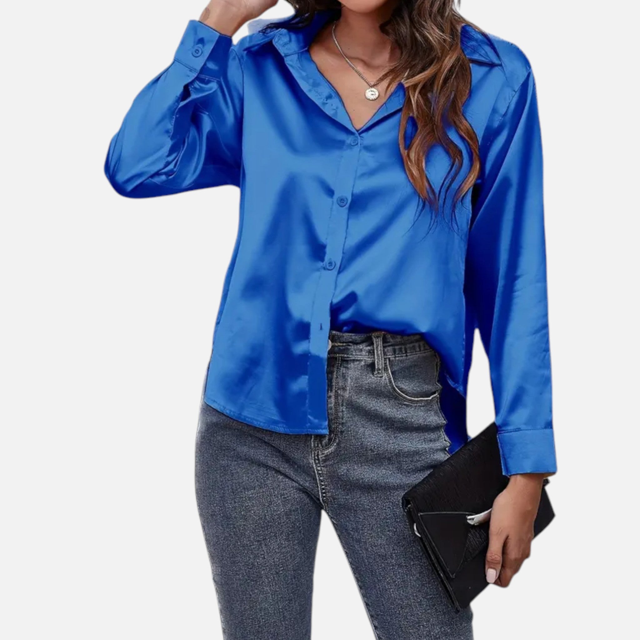 Zeyliah | Women’s Satin Finish Blouse with Long Sleeves