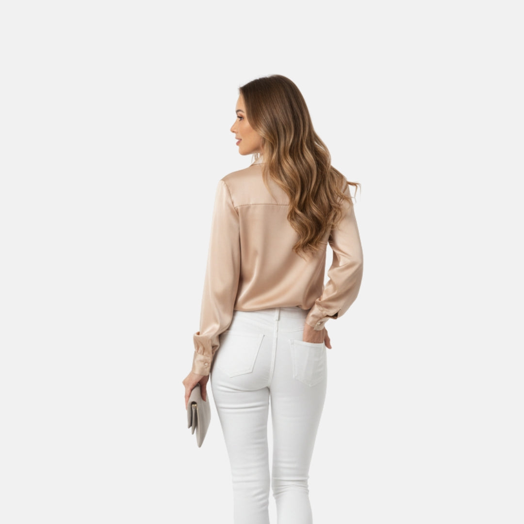 Zeyliah | Women’s Satin Finish Blouse with Long Sleeves