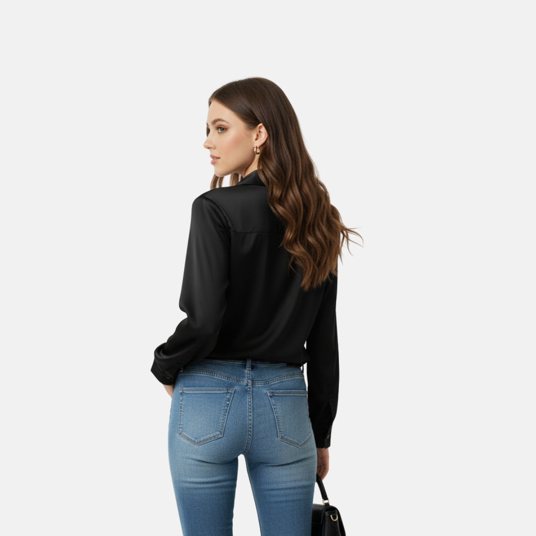 Zeyliah | Women’s Satin Shirt with Classic Collar