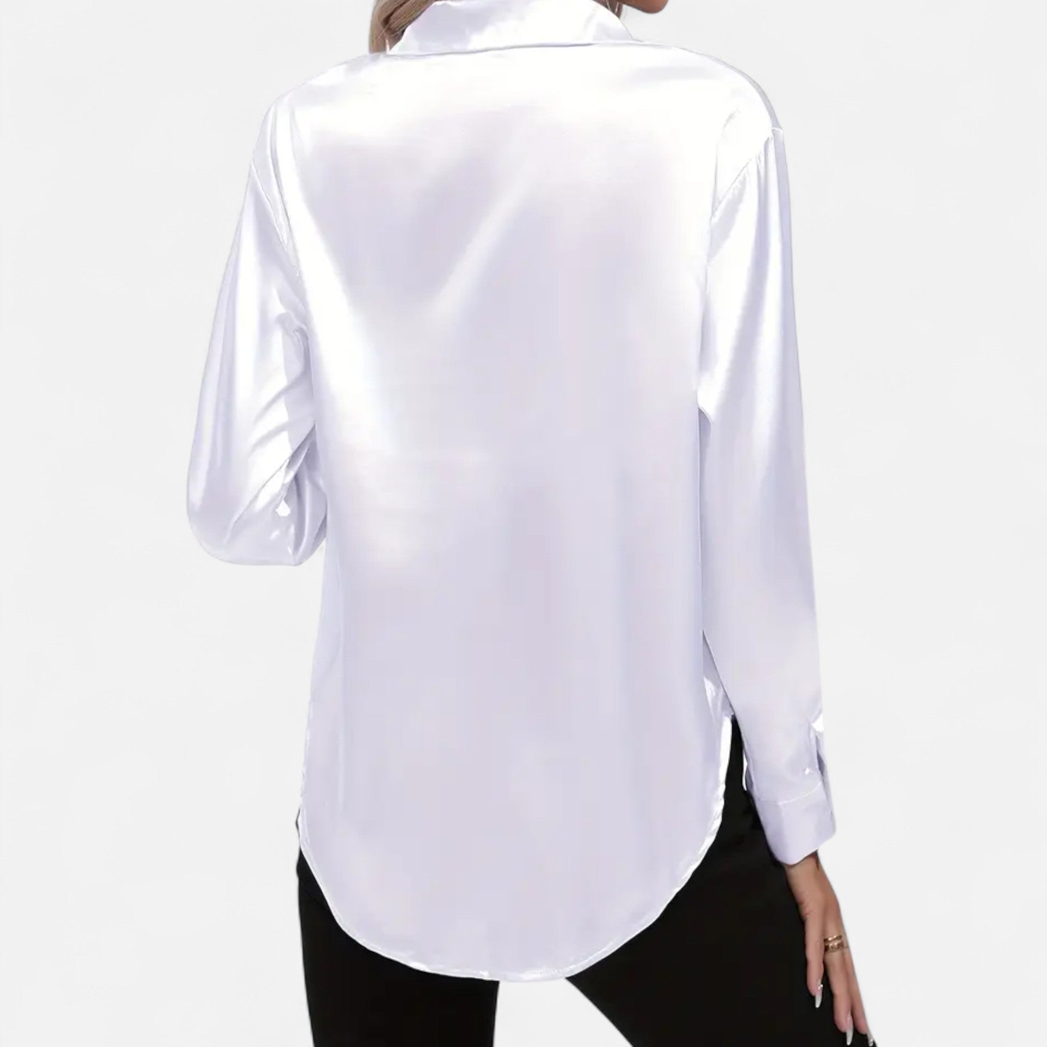 Zeyliah | Women’s Satin Shirt with Notched Collar