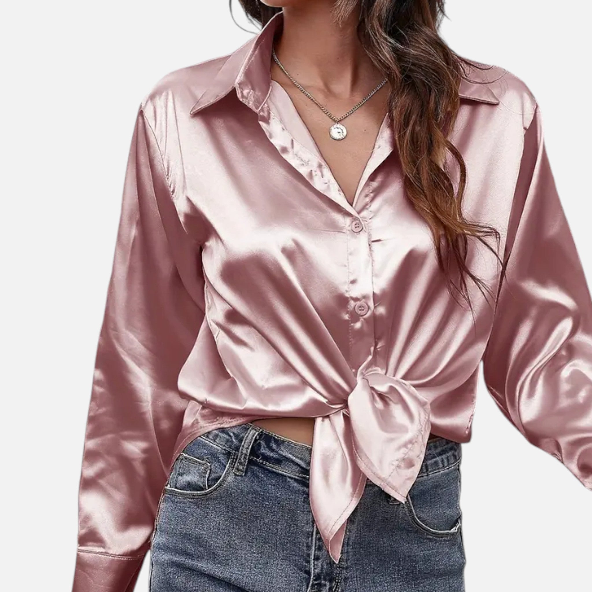 Zeyliah | Women’s Satin Finish Blouse with Long Sleeves