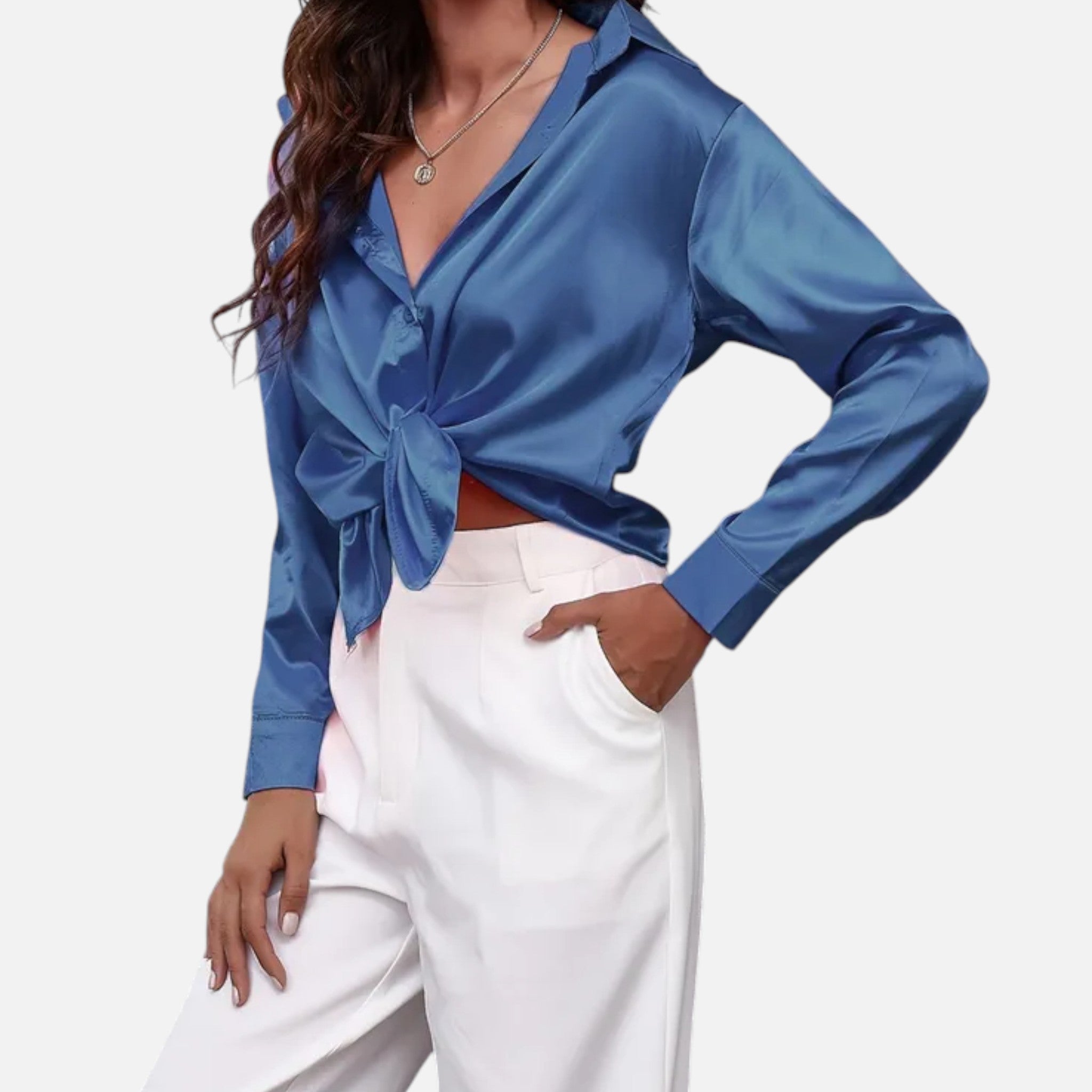 Zeyliah | Women’s Satin Finish Blouse with Long Sleeves