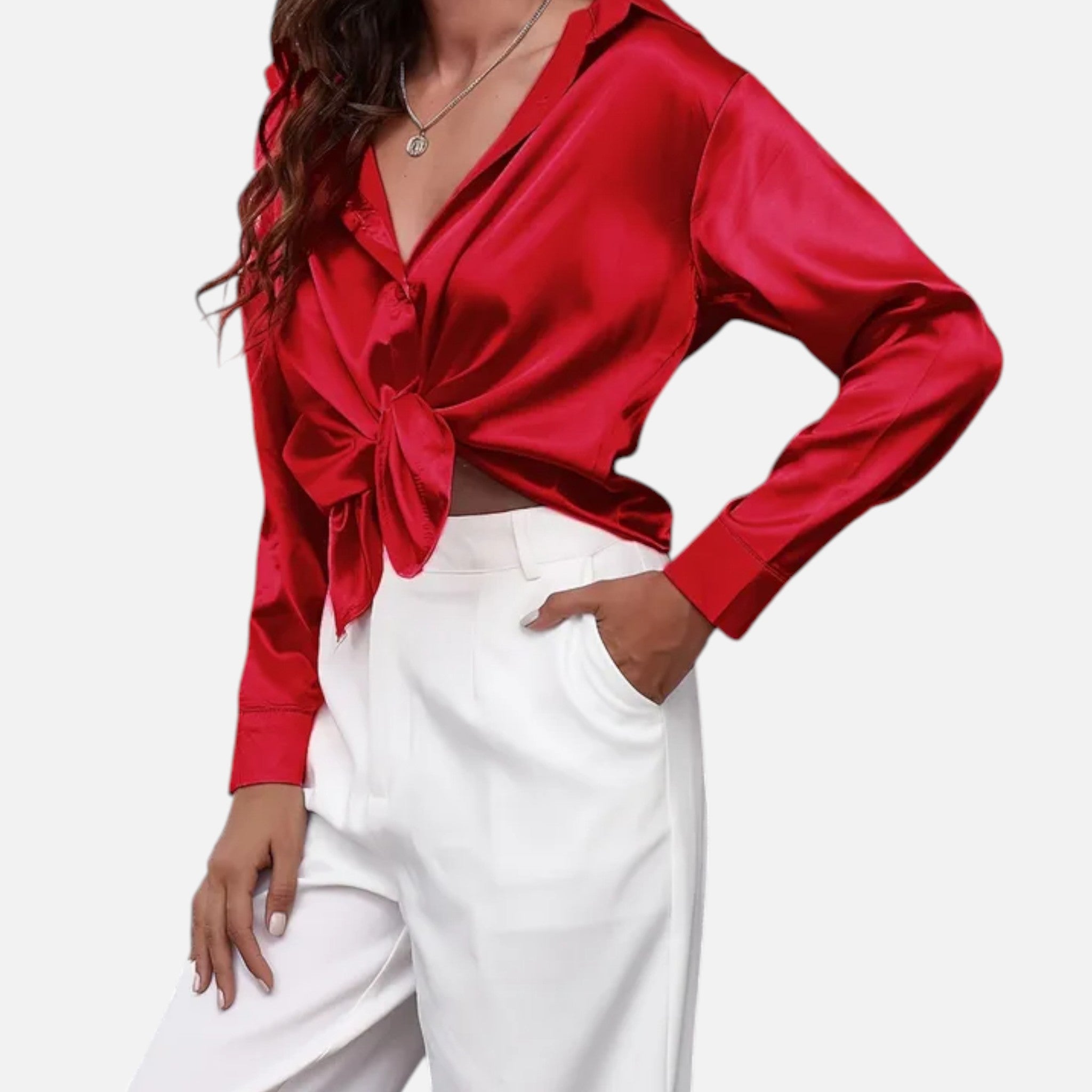 Zeyliah | Women’s Satin Finish Blouse with Long Sleeves