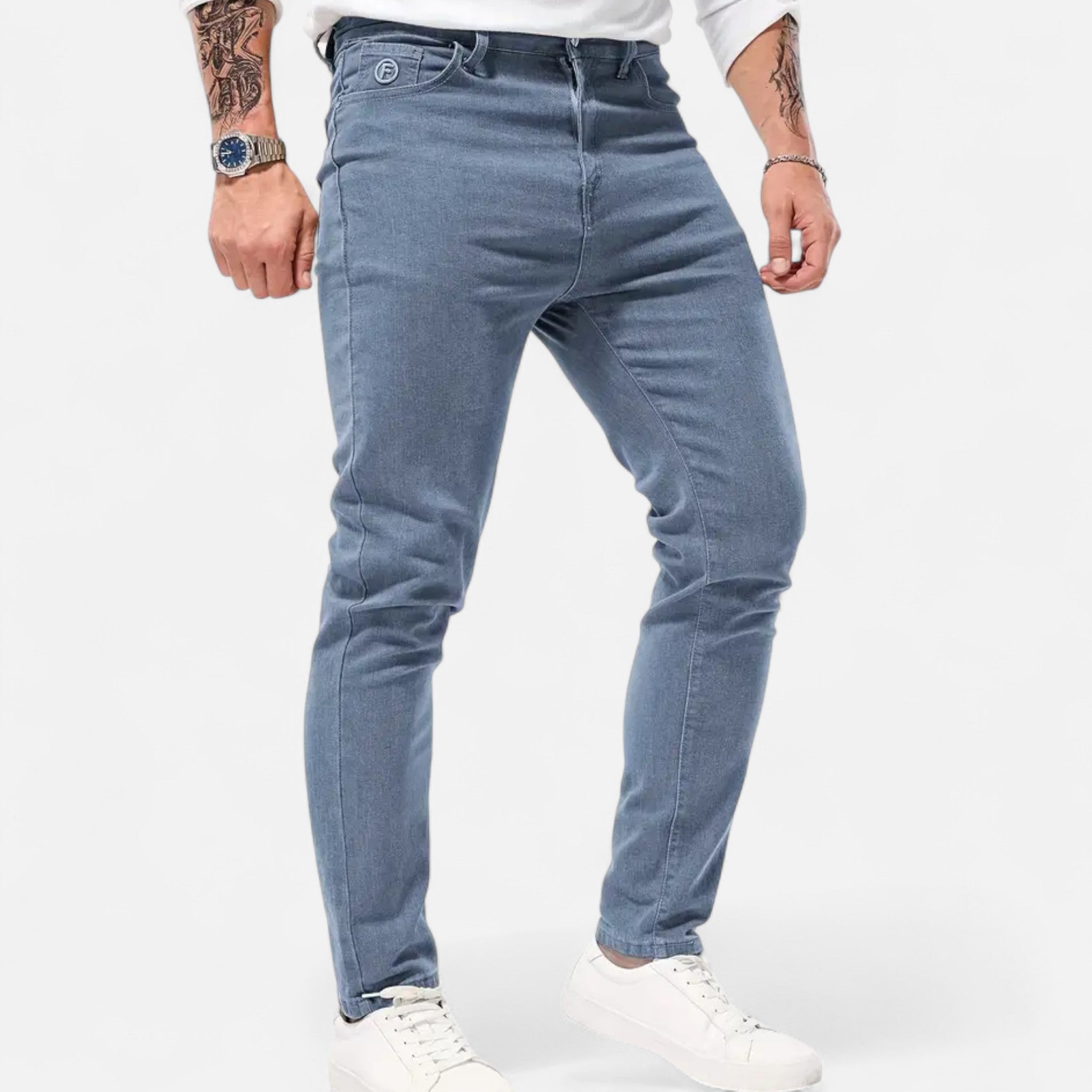 Zeyliah | Men’s Straight-Leg Faux Denim Trousers