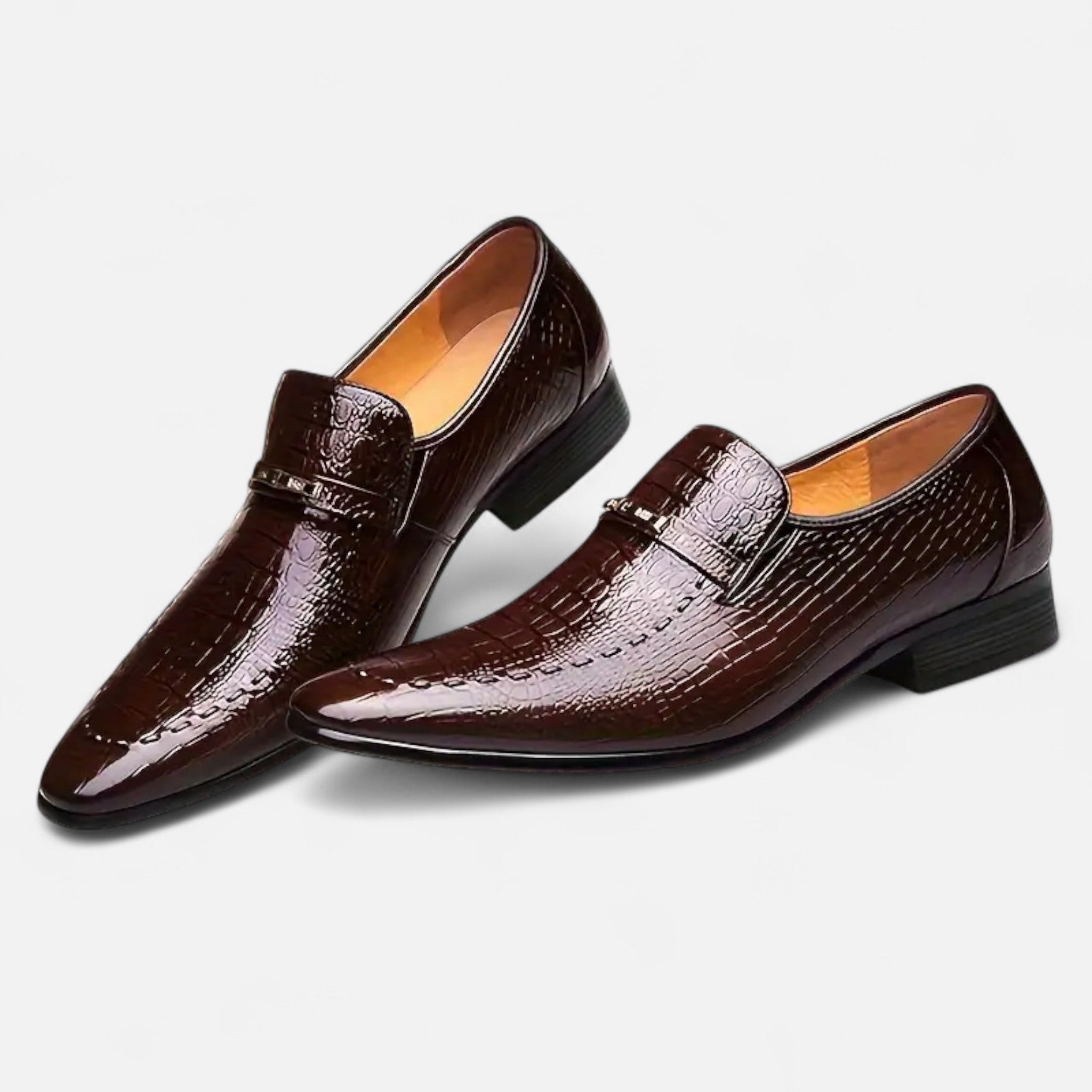Zeyliah | Men’s Oxford Loafers with Metallic Emblem