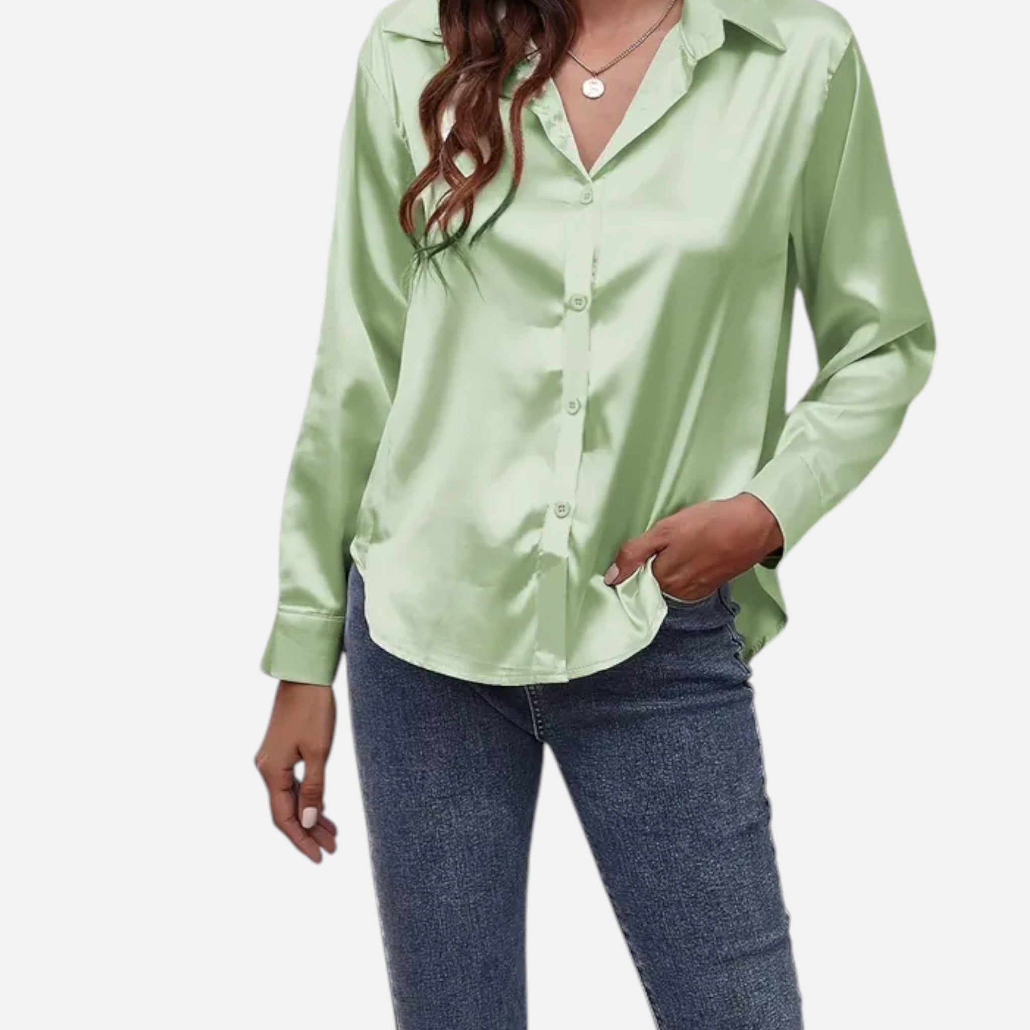 Zeyliah | Women’s Satin Finish Blouse with Long Sleeves