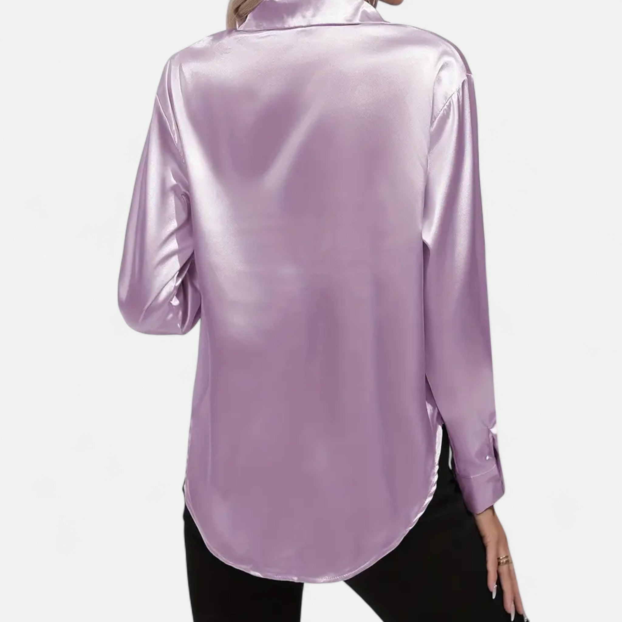 Zeyliah | Women’s Satin Shirt with Notched Collar