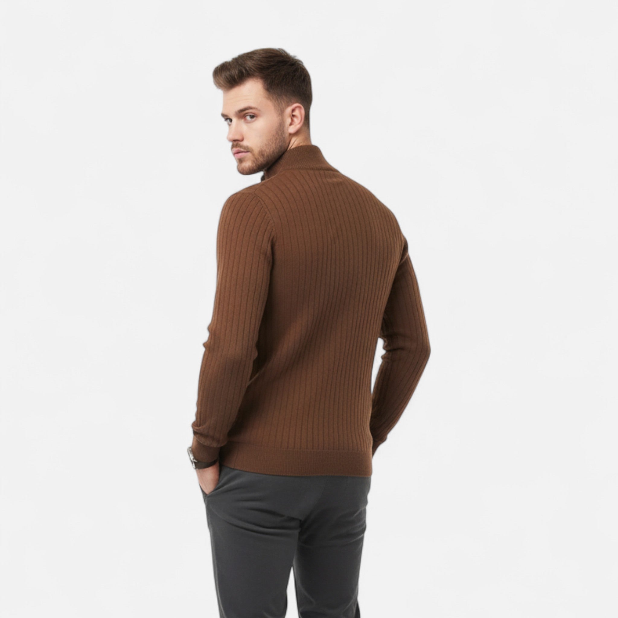 Zeyliah | Men’s Refined Half-Zip Wool Sweater