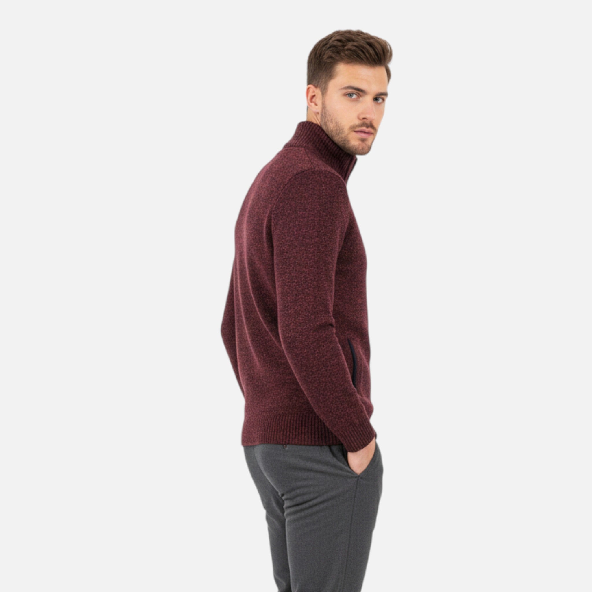Zeyliah | Men’s Zip-Up Knit Sweater