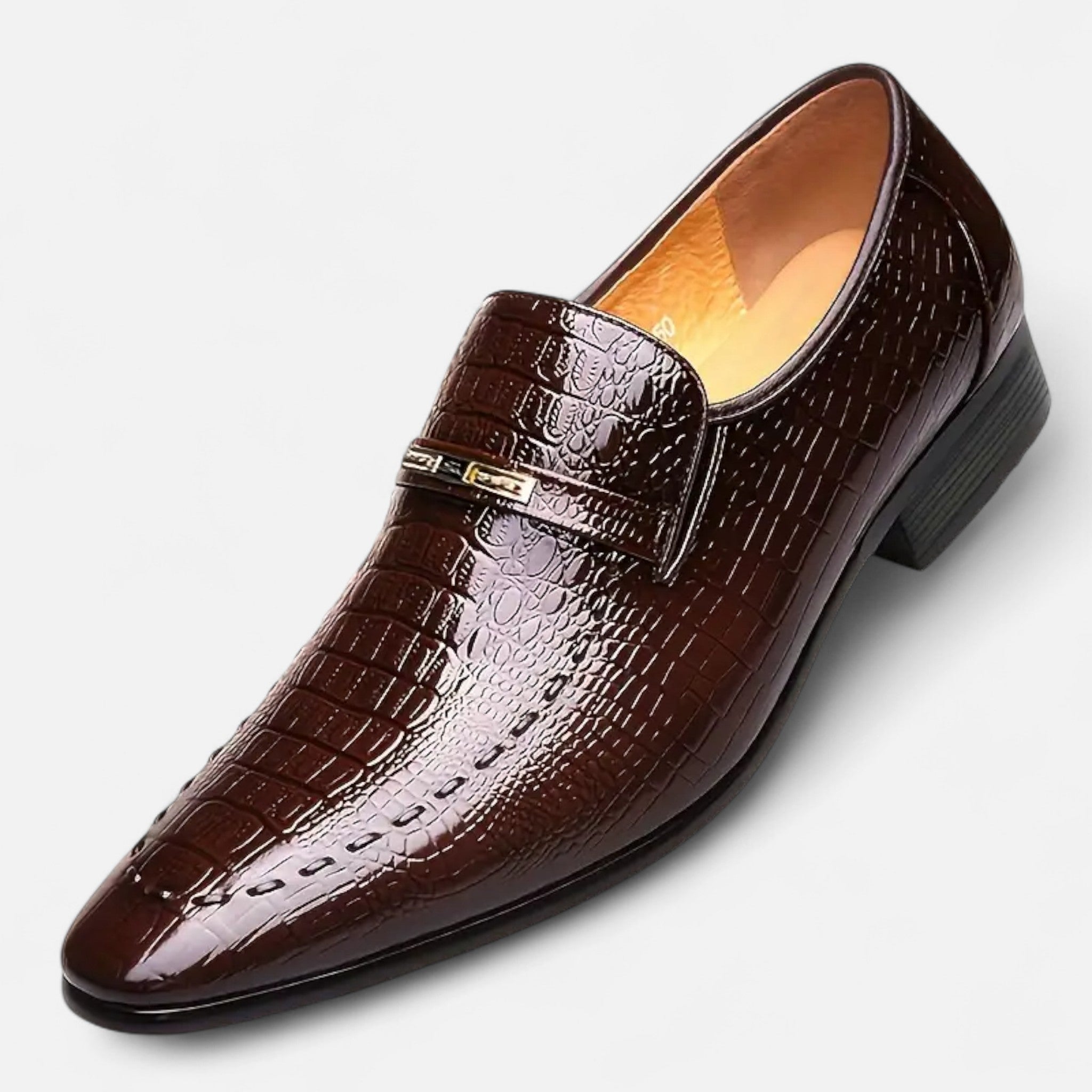 Zeyliah | Men’s Oxford Loafers with Metallic Emblem