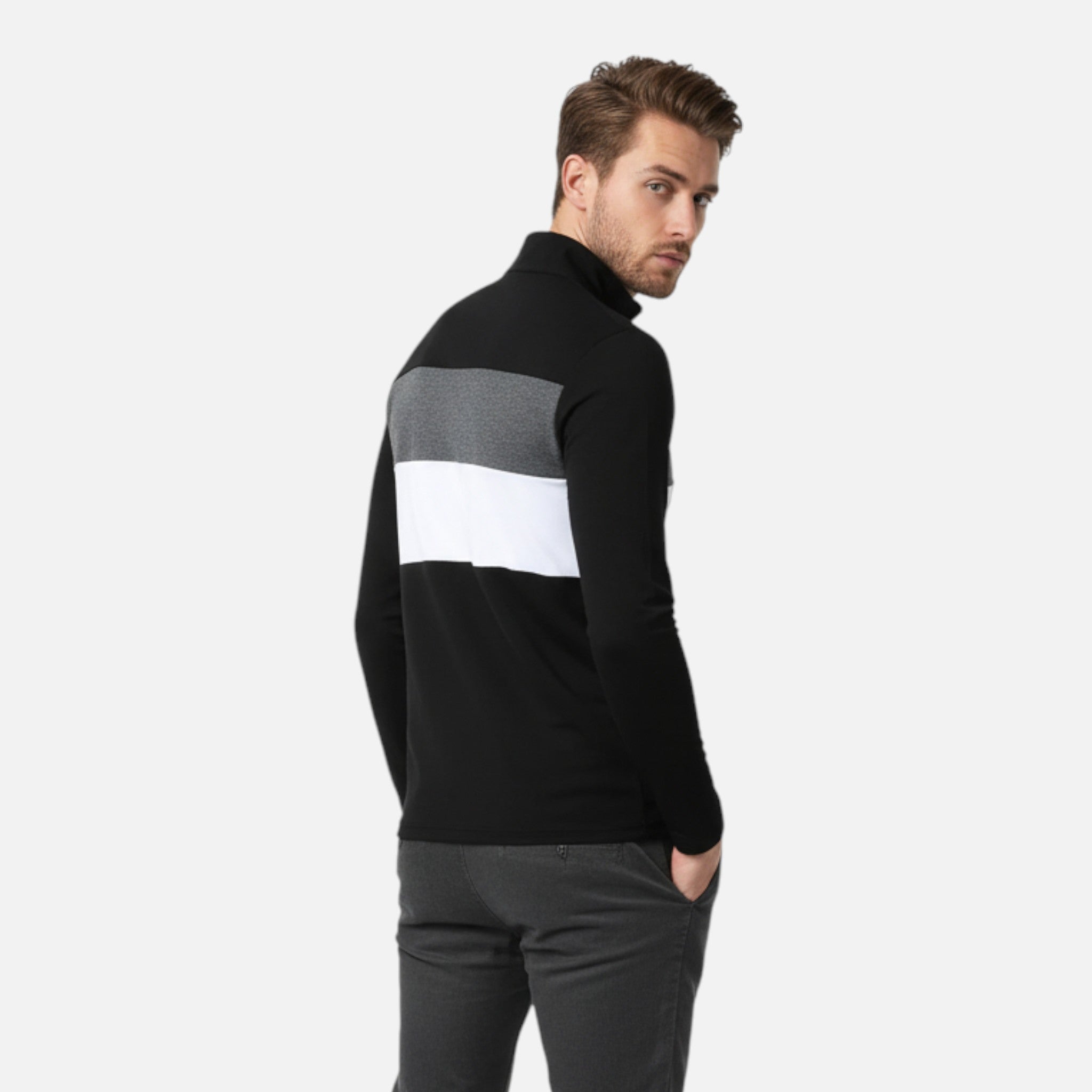 Zeyliah | Men’s Half-Zip Colour Block Shirt