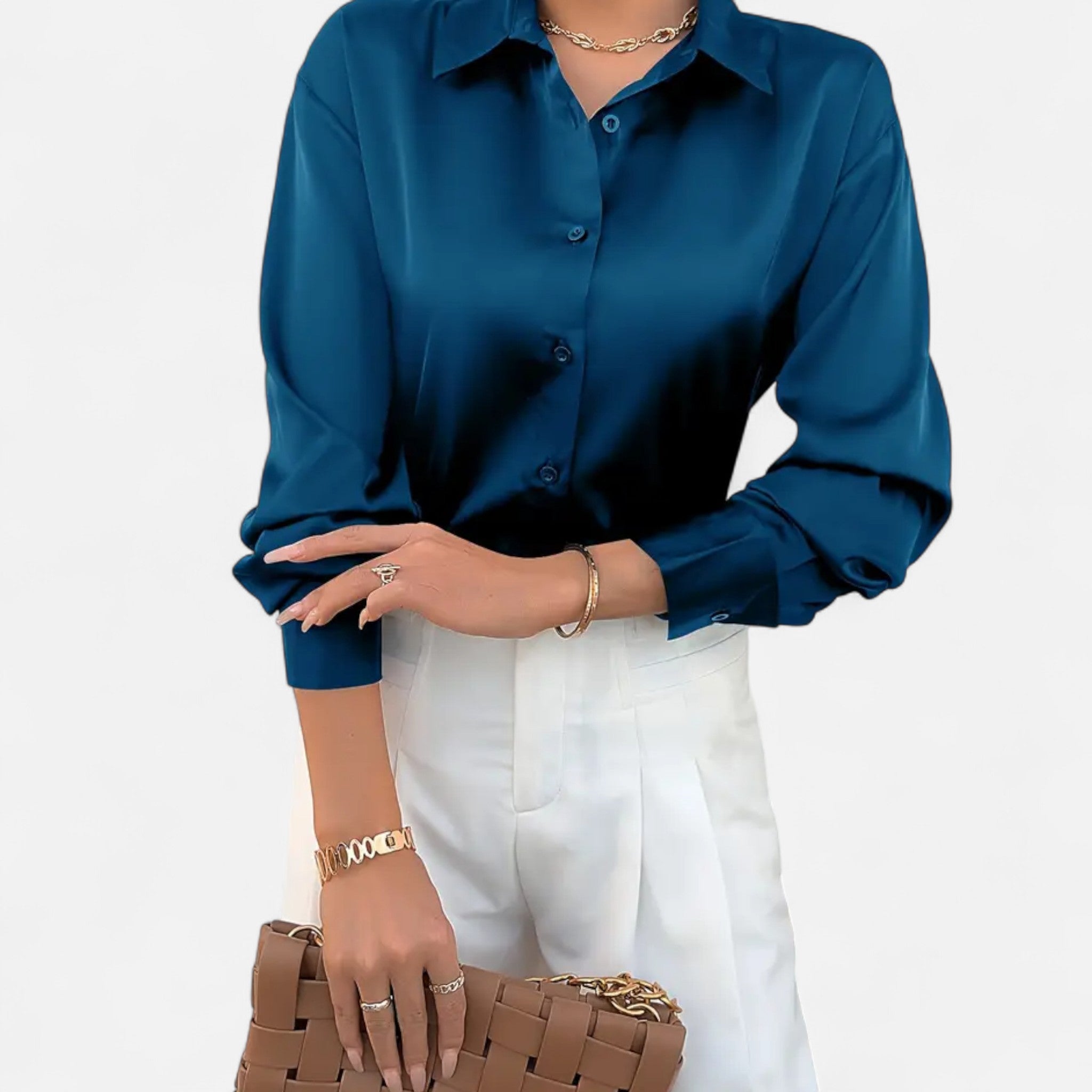 Zeyliah | Women’s Satin Shirt with Classic Collar