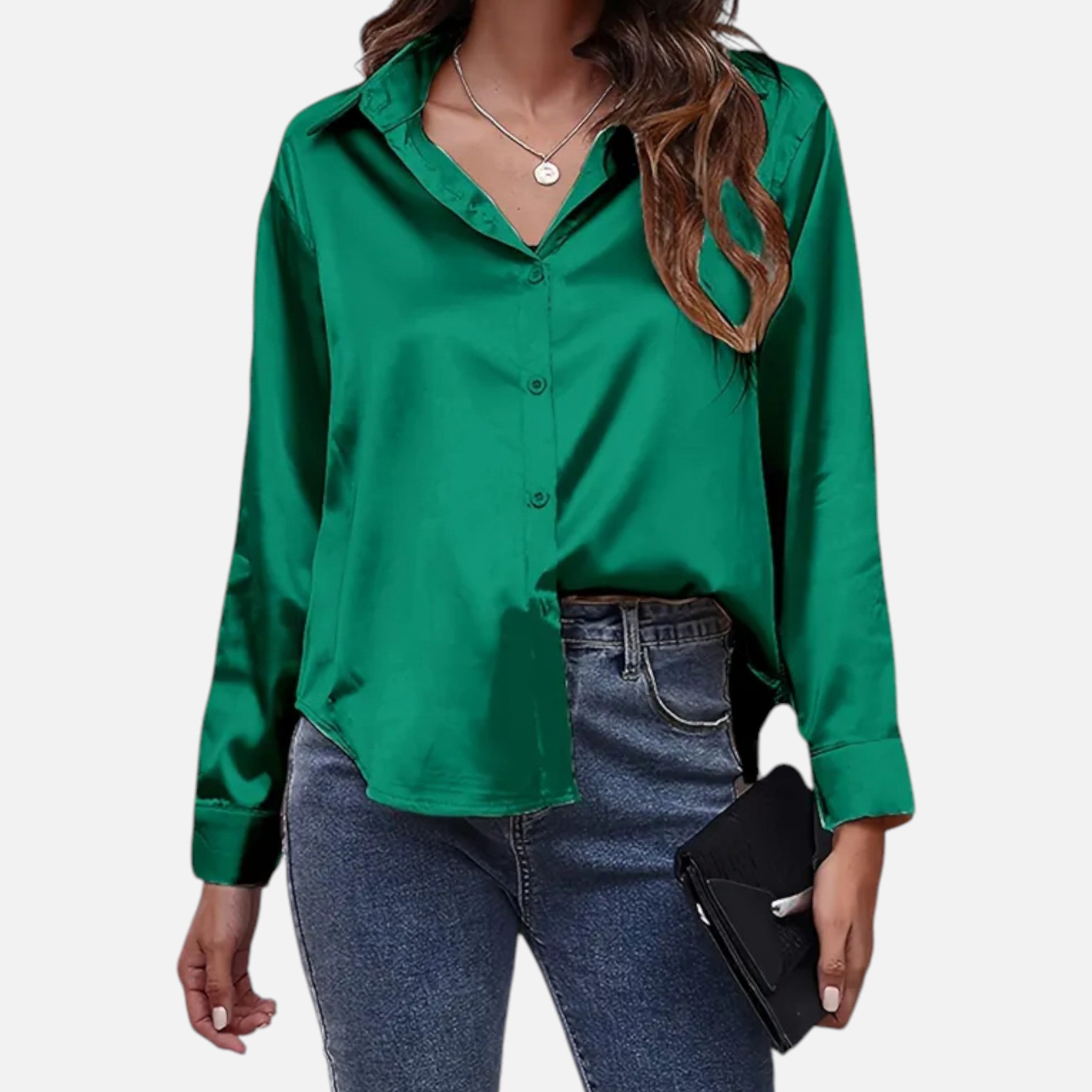 Zeyliah | Women’s Satin Finish Blouse with Long Sleeves