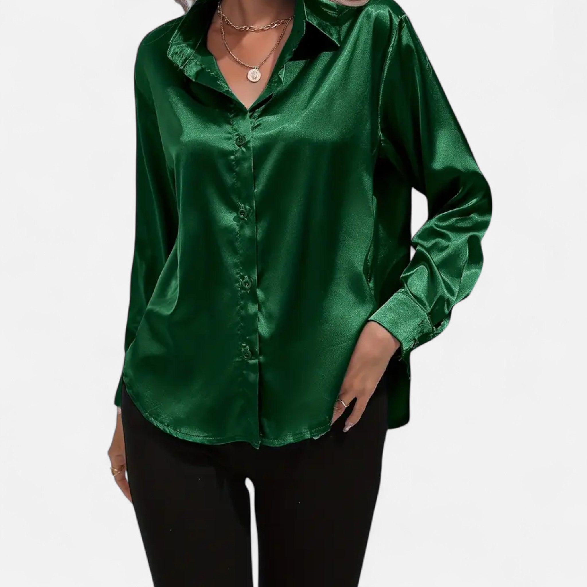 Zeyliah | Women’s Satin Shirt with Notched Collar