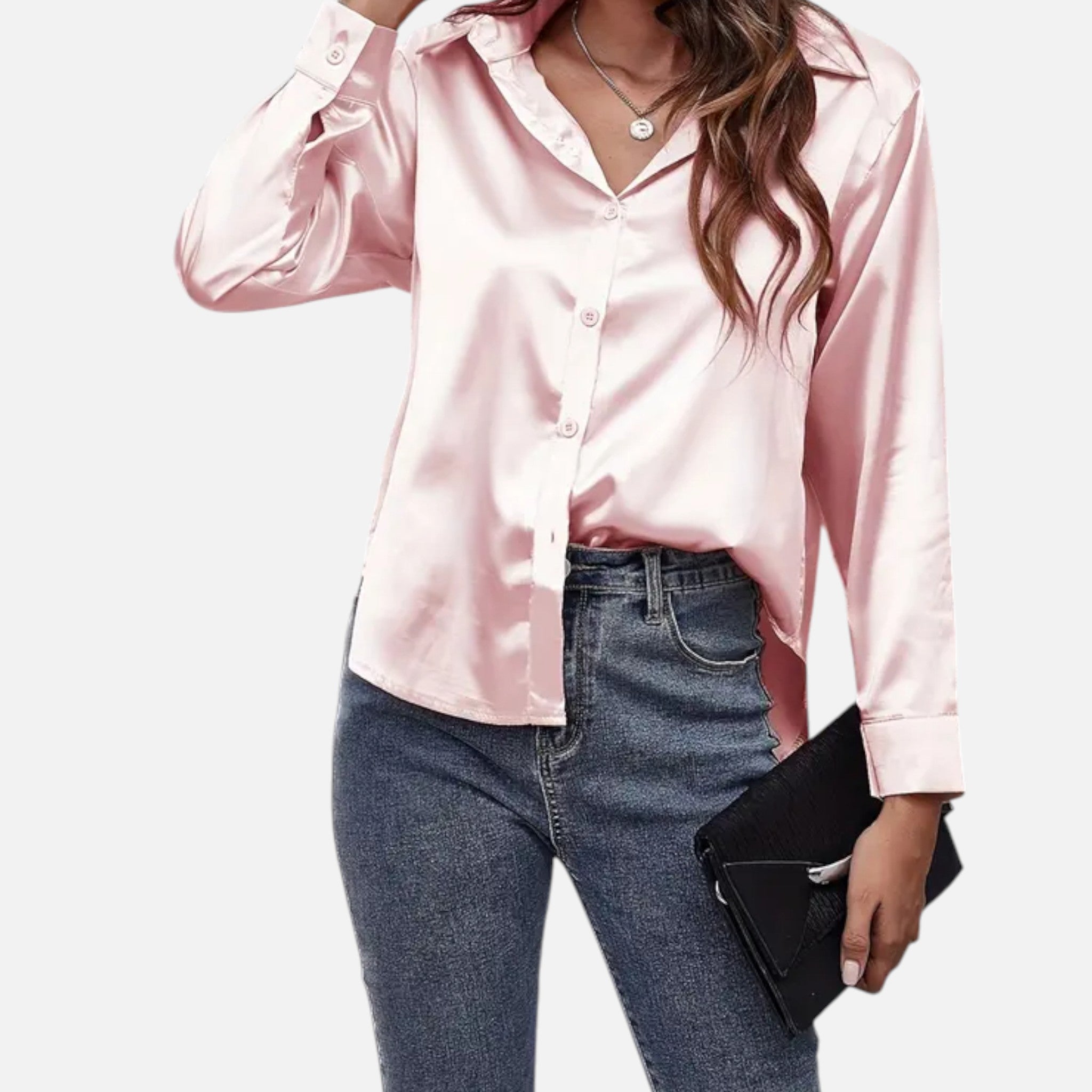 Zeyliah | Women’s Satin Finish Blouse with Long Sleeves