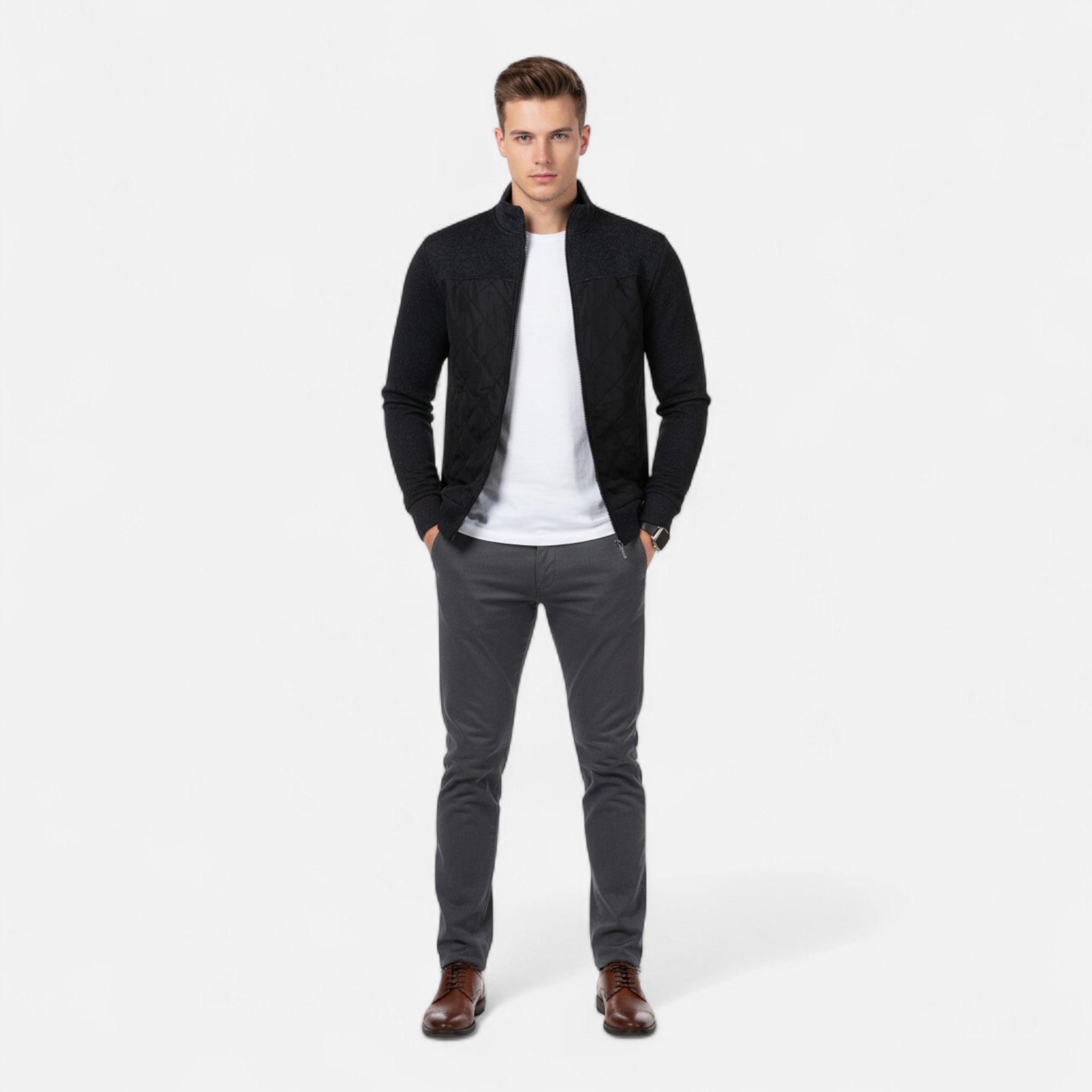 Zeyliah | Men’s Knitted Cardigan with Stand Collar