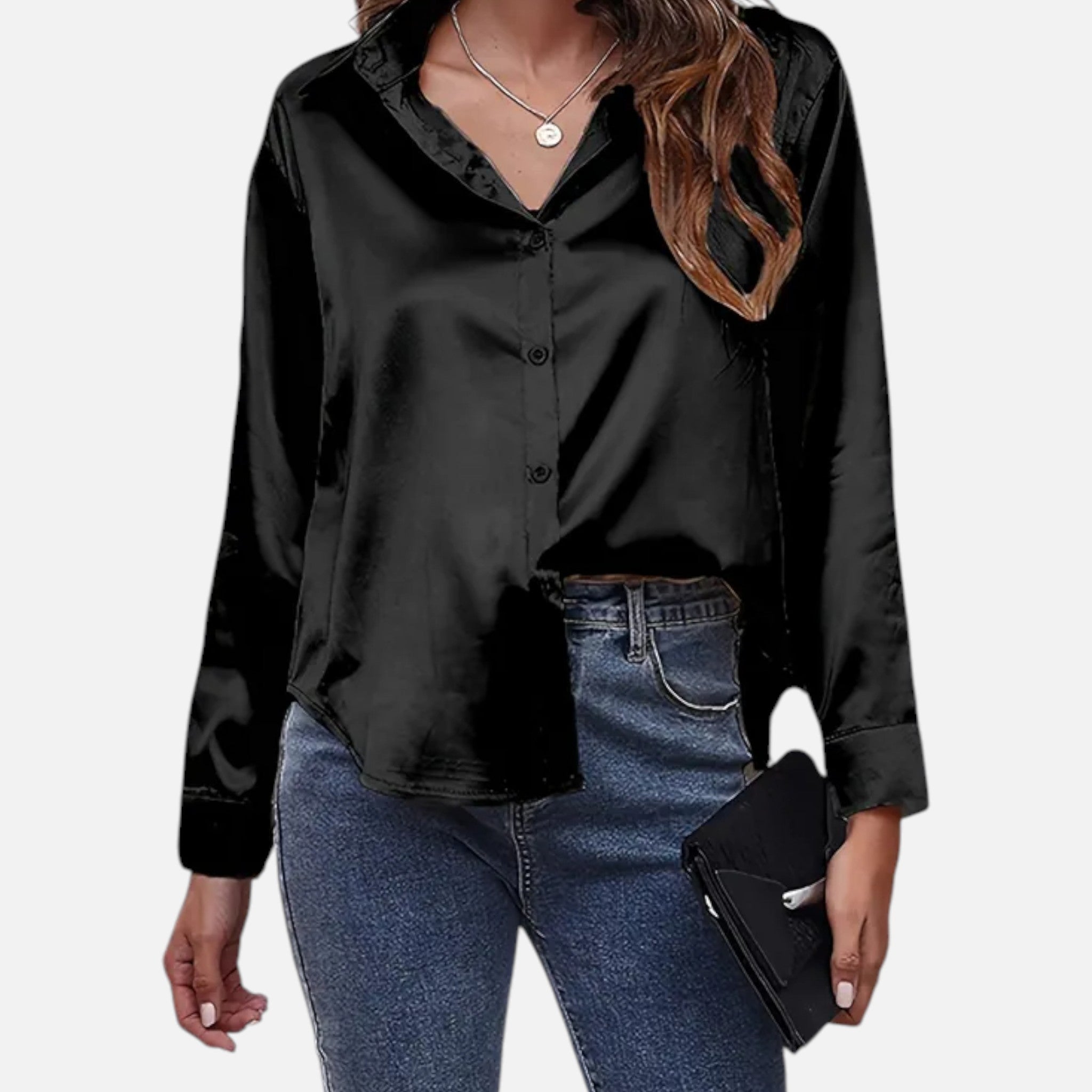 Zeyliah | Women’s Satin Finish Blouse with Long Sleeves