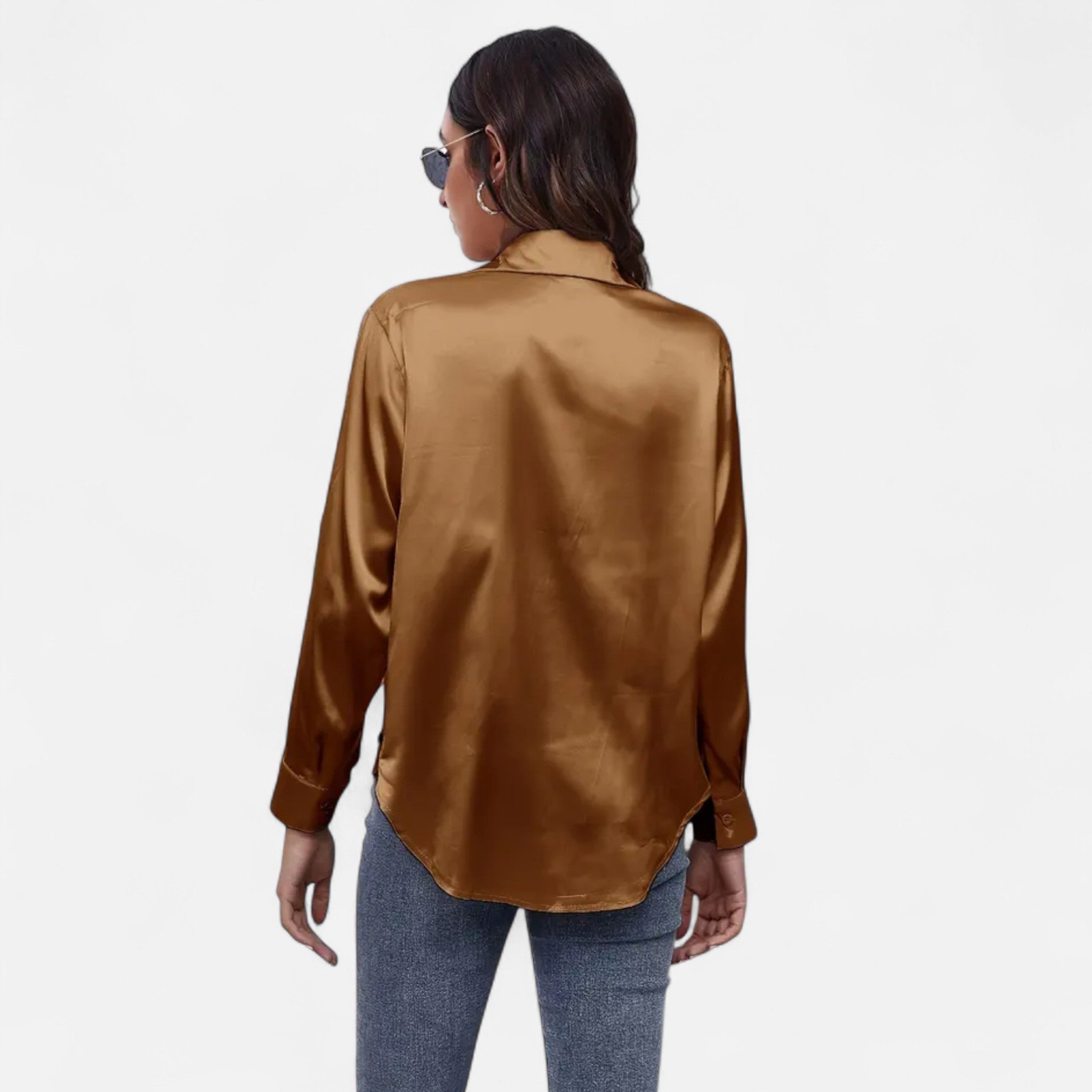 Zeyliah | Women’s Satin Finish Blouse with Long Sleeves