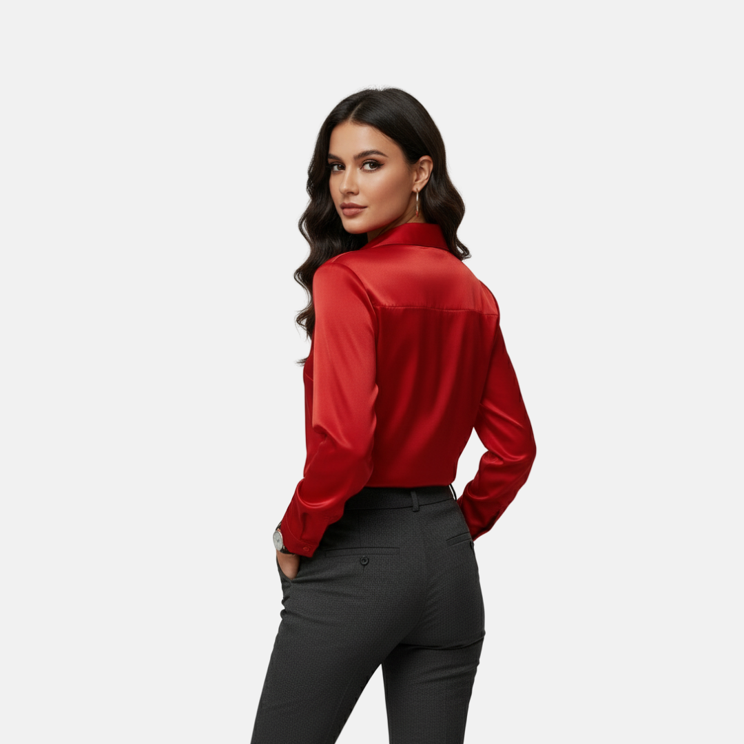Zeyliah | Women’s Satin Shirt with Notched Collar