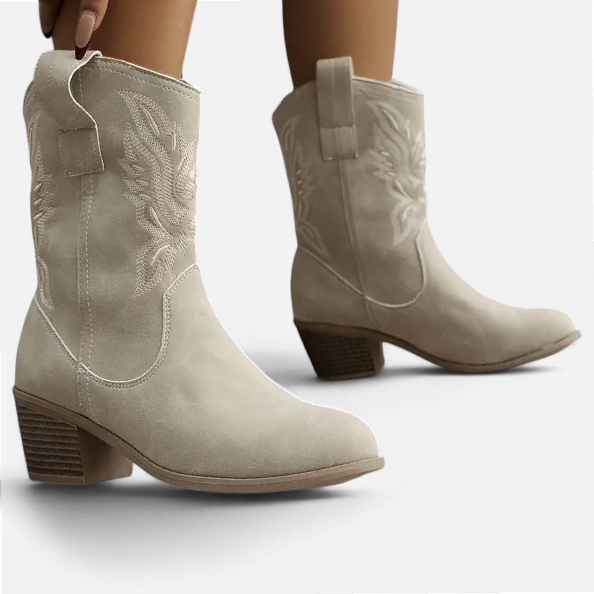 Zeyliah | Women’s Mid-Calf Cowboy Boots with Chunky Heel