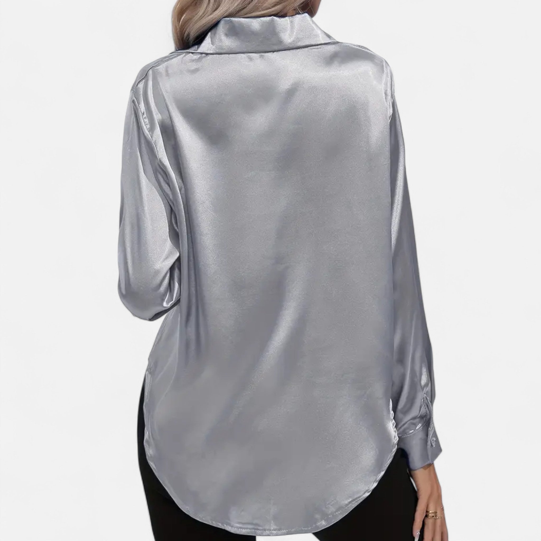 Zeyliah | Women’s Satin Shirt with Notched Collar