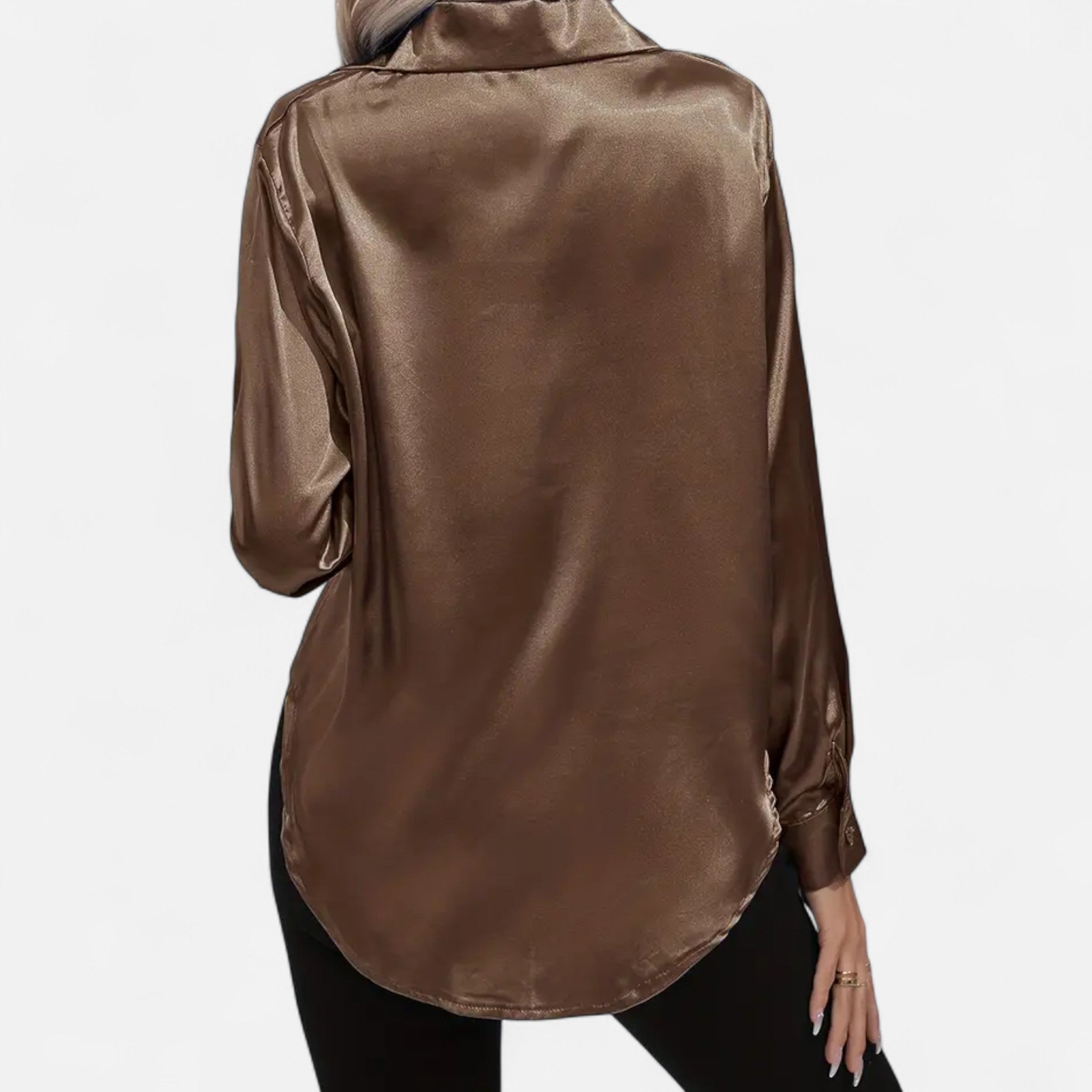 Zeyliah | Women’s Satin Shirt with Notched Collar