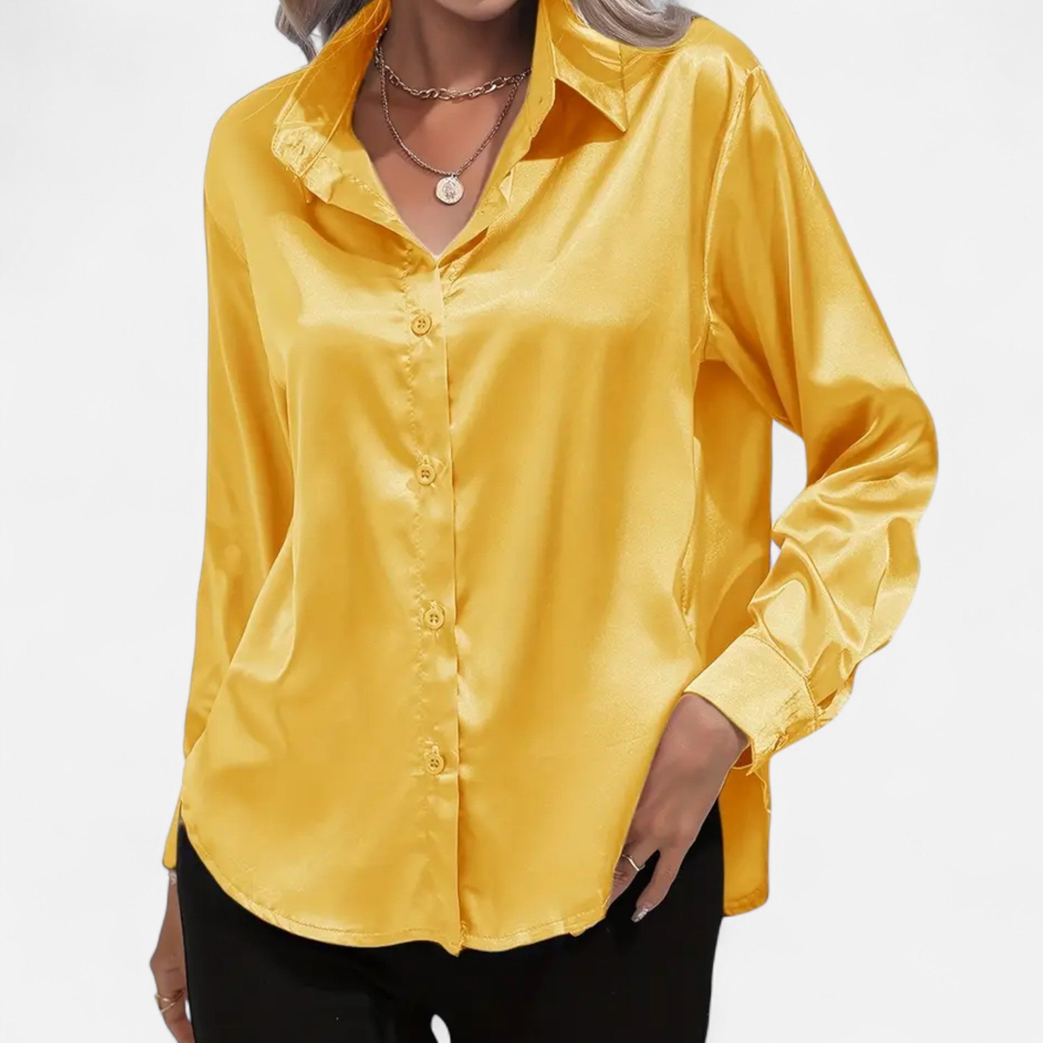 Zeyliah | Women’s Satin Shirt with Notched Collar