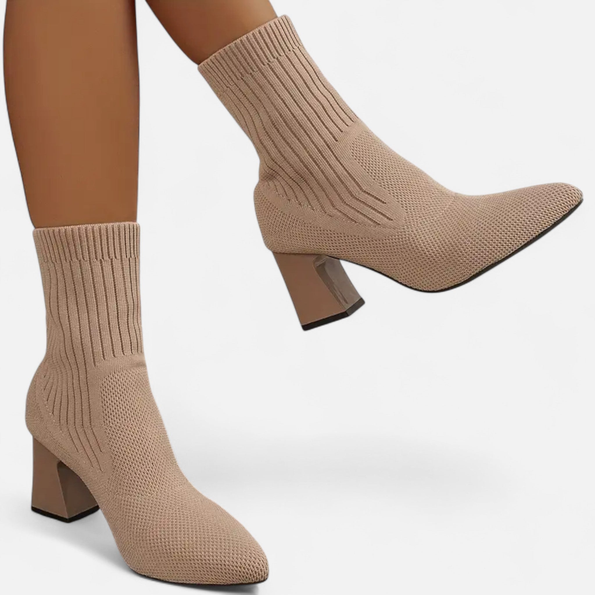 Zeyliah | Women’s Slip-On Knitted Boots with Pointed Toe