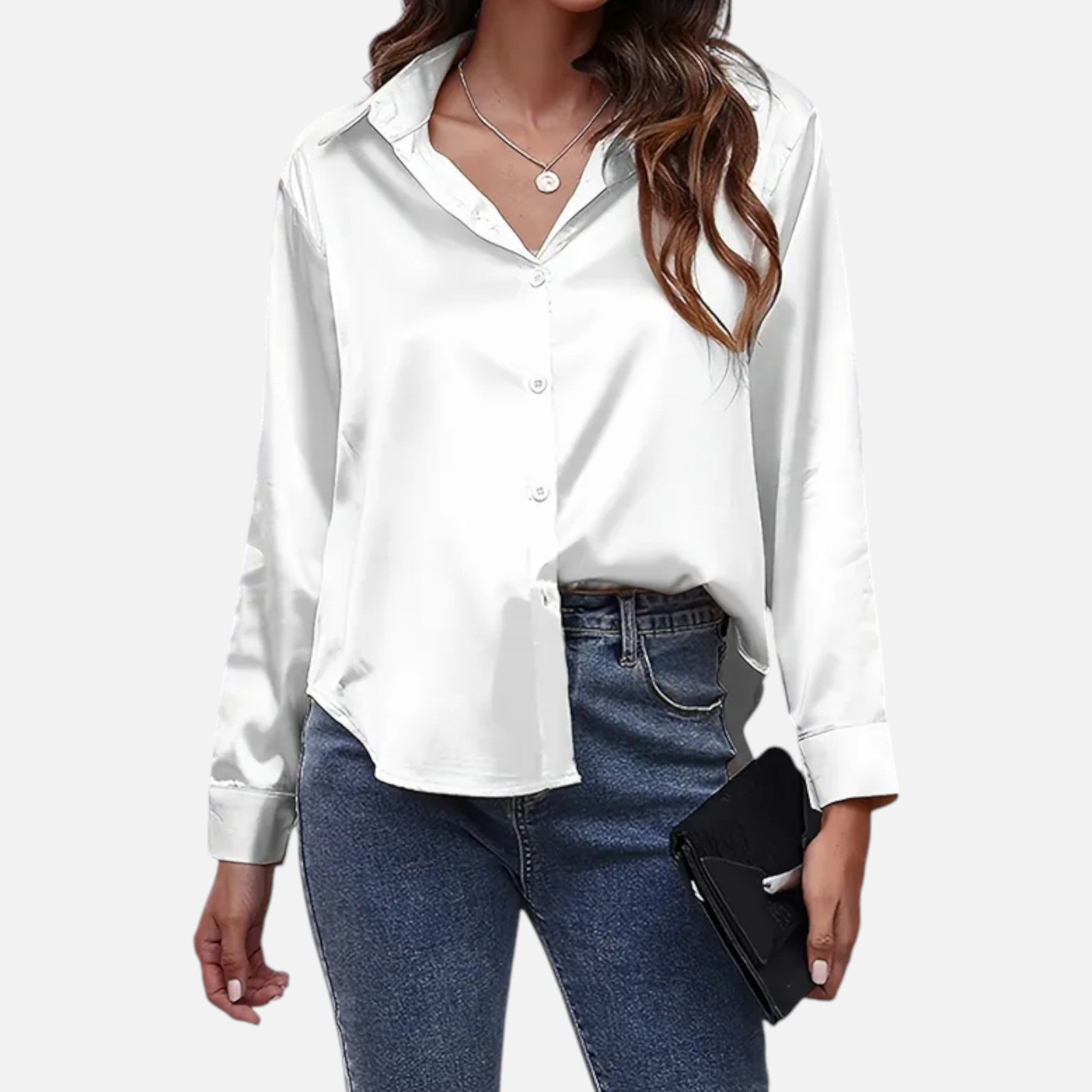 Zeyliah | Women’s Satin Finish Blouse with Long Sleeves