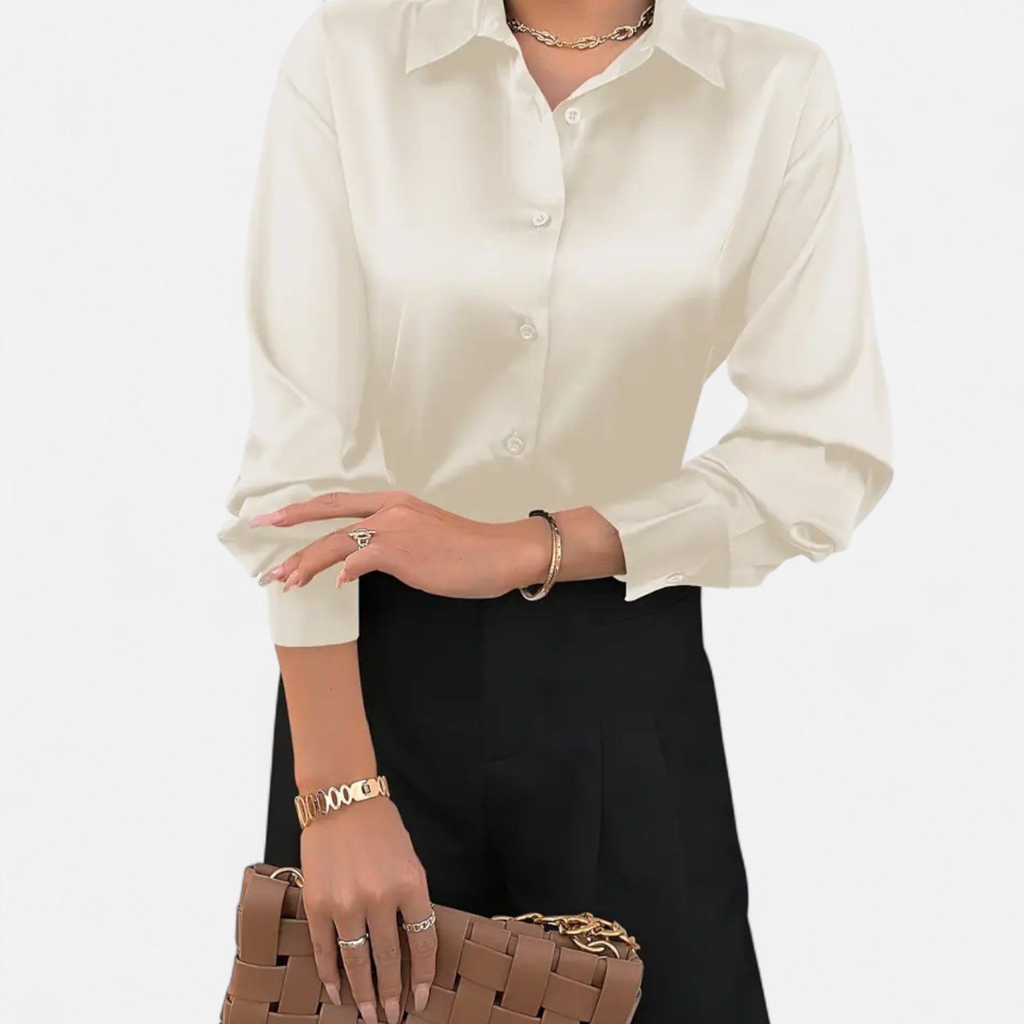 Zeyliah | Women’s Satin Shirt with Classic Collar
