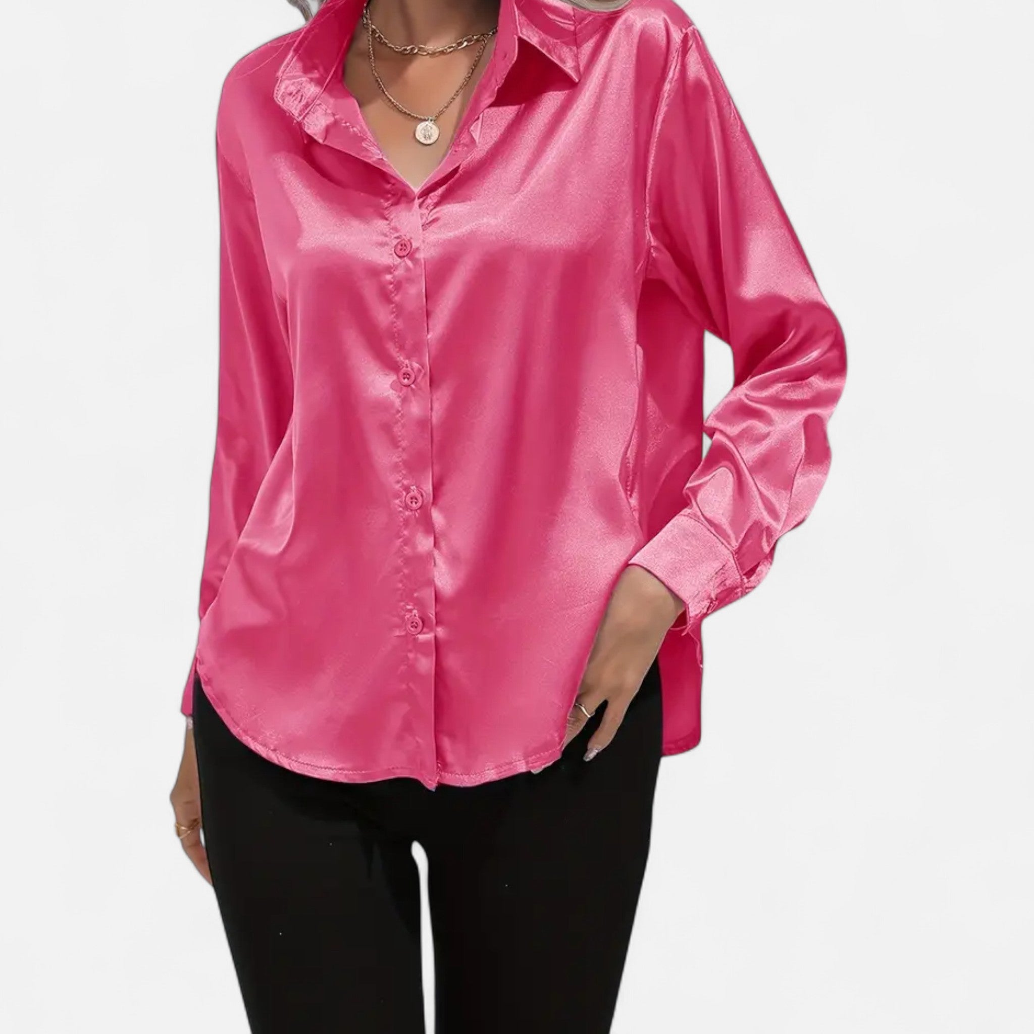 Zeyliah | Women’s Satin Shirt with Notched Collar