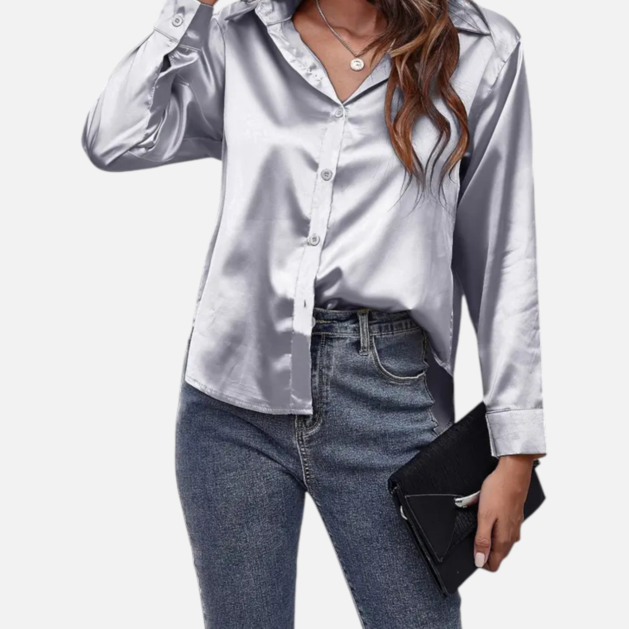 Zeyliah | Women’s Satin Finish Blouse with Long Sleeves