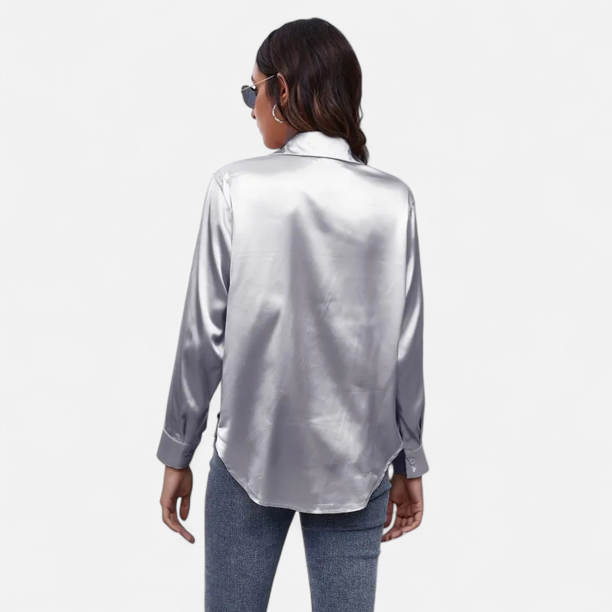 Zeyliah | Women’s Satin Finish Blouse with Long Sleeves