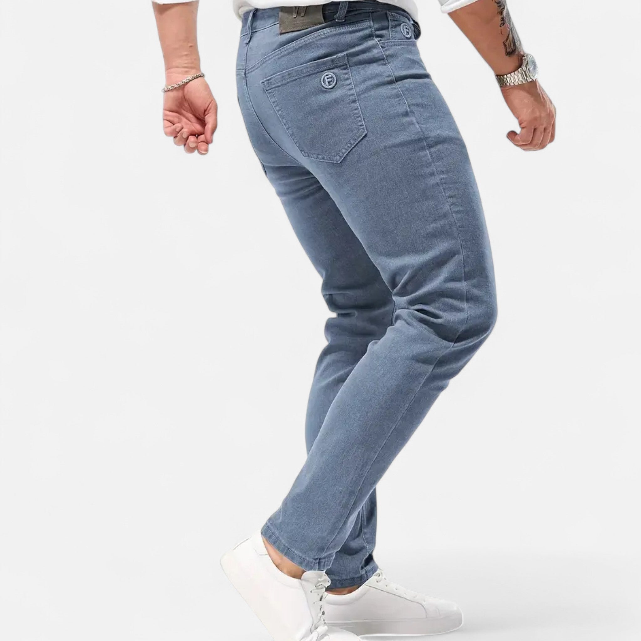 Zeyliah | Men’s Straight-Leg Faux Denim Trousers