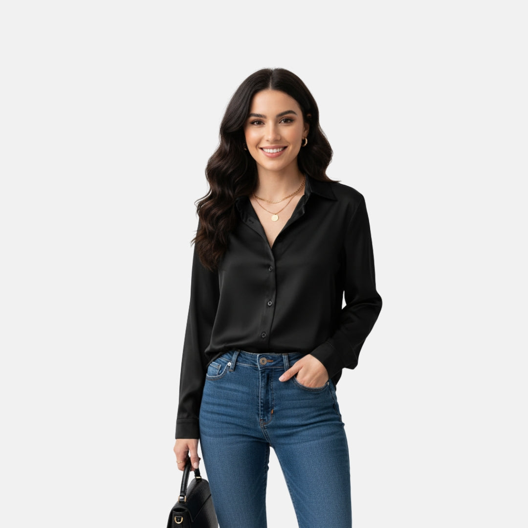 Zeyliah | Women’s Satin Shirt with Classic Collar