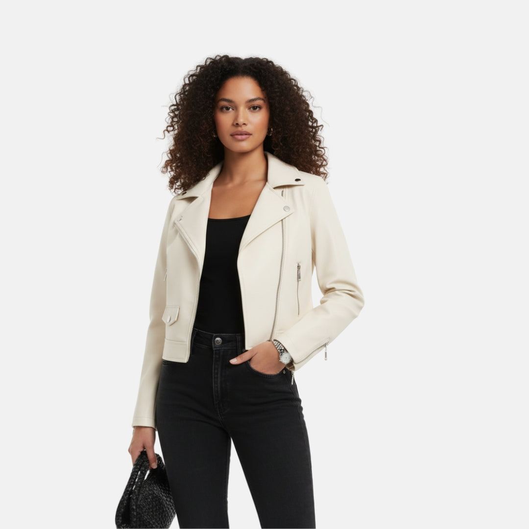 Zeyliah | Women’s Zip-Up Faux Leather Jacket
