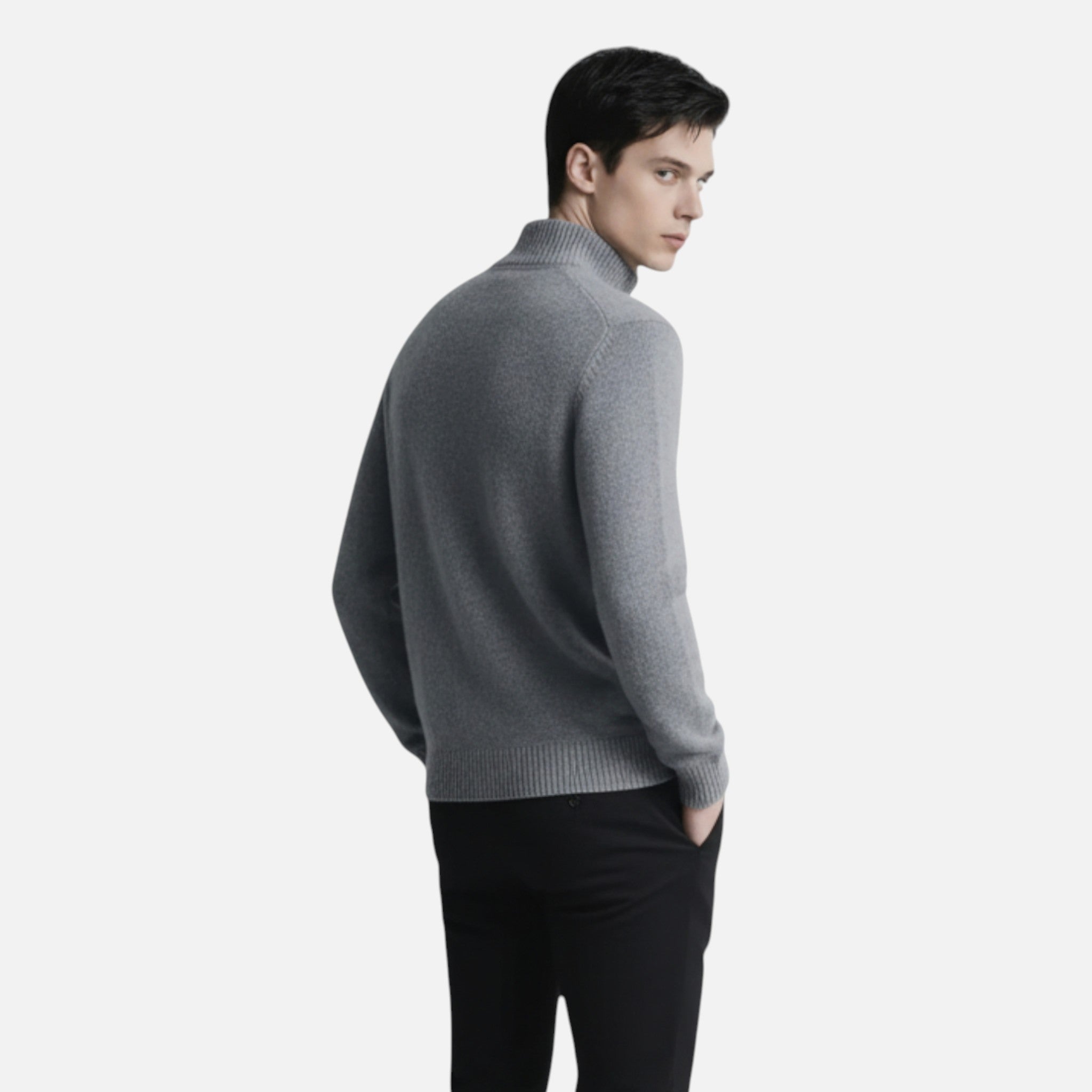 Zeyliah | Men’s Wool Pullover with Stand Collar