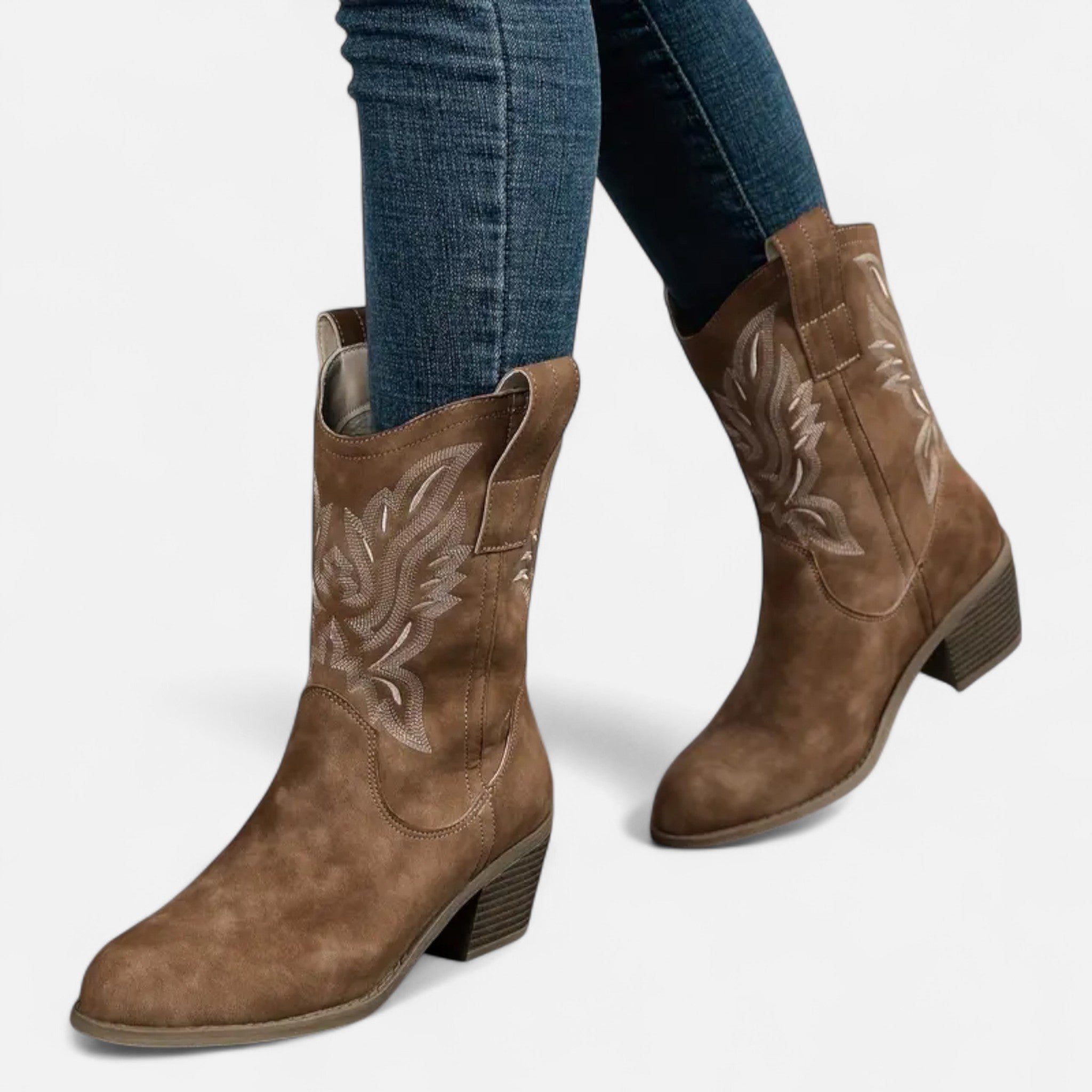 Zeyliah | Women’s Mid-Calf Cowboy Boots with Chunky Heel
