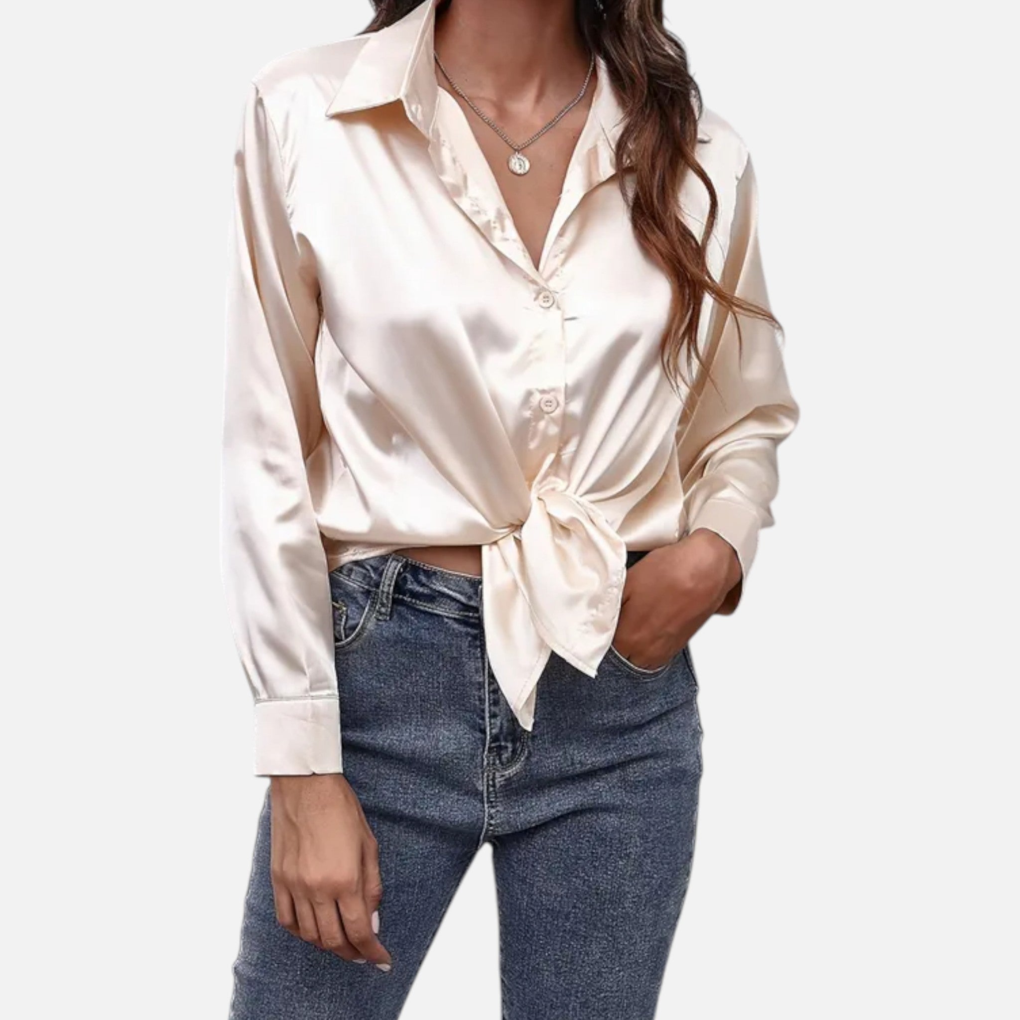 Zeyliah | Women’s Satin Finish Blouse with Long Sleeves