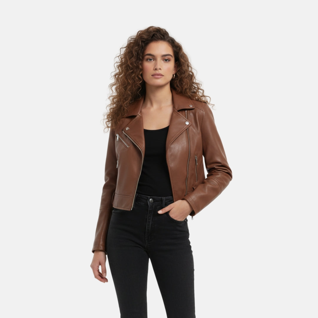 Zeyliah | Women’s Lightweight Zip-Up Faux Leather Jacket