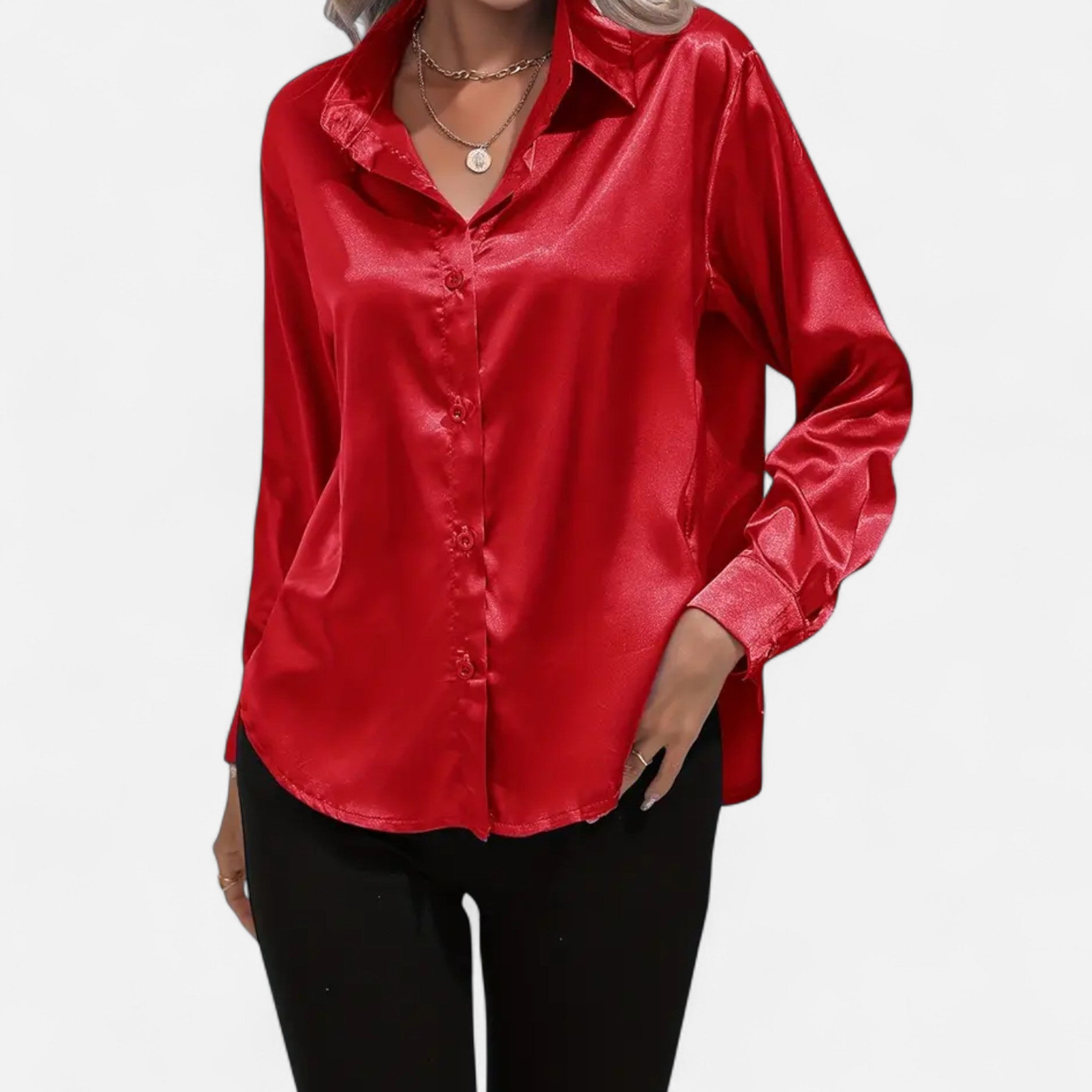 Zeyliah | Women’s Satin Shirt with Notched Collar