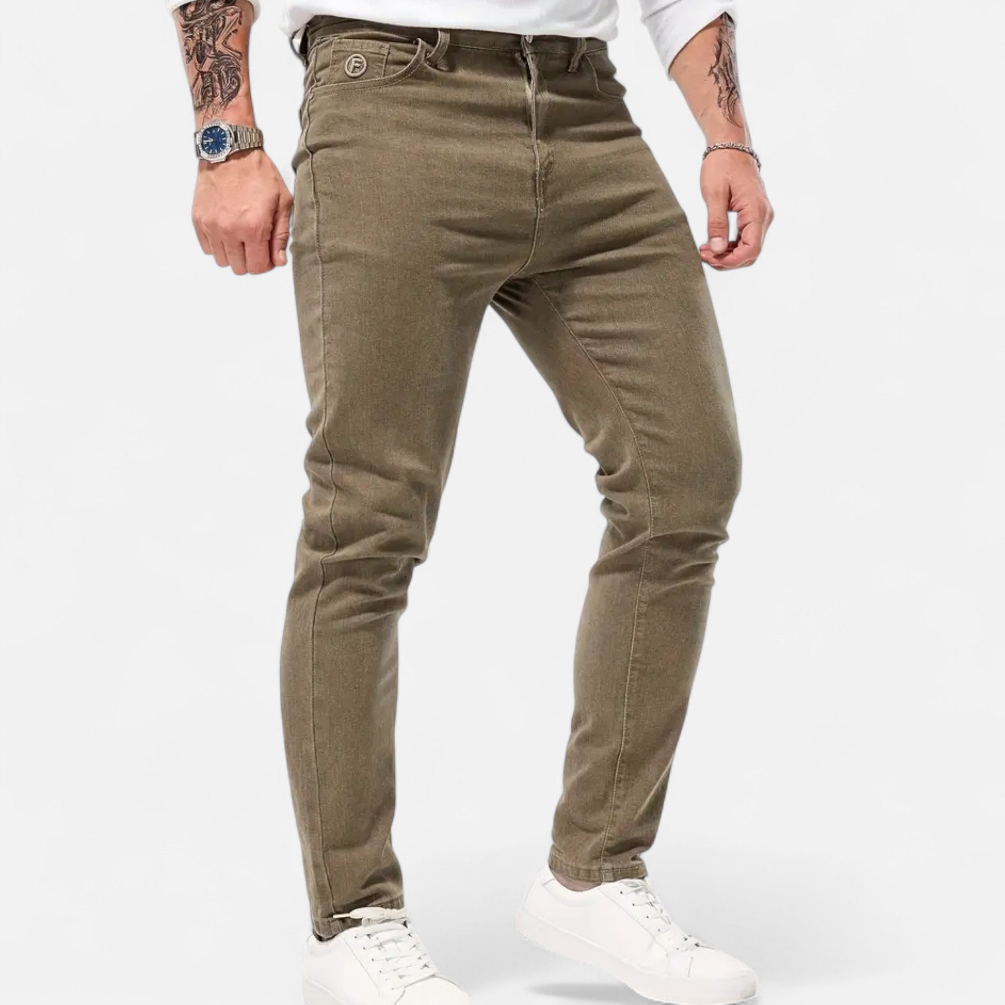 Zeyliah | Men’s Straight-Leg Faux Denim Trousers