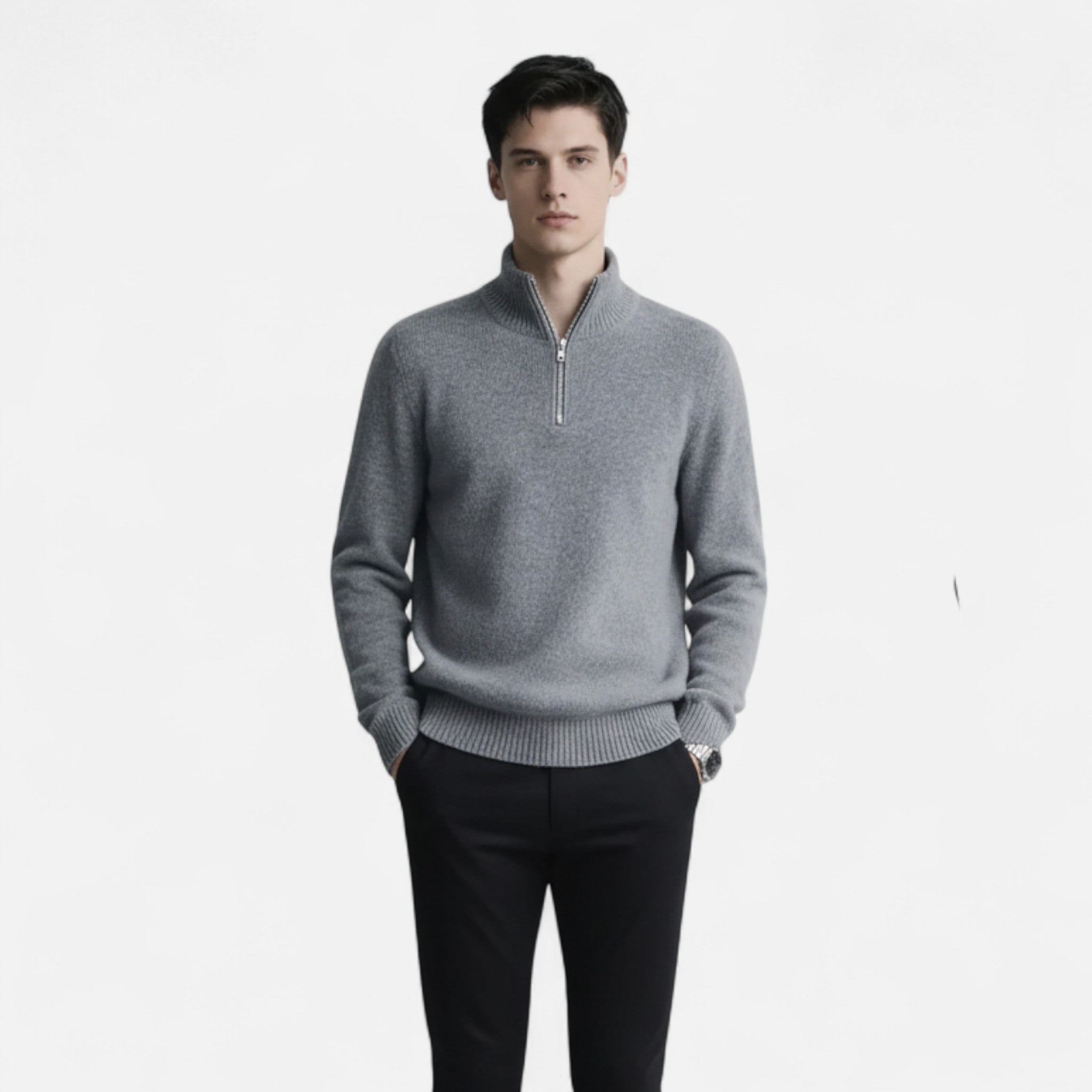 Zeyliah | Men’s Wool Pullover with Stand Collar