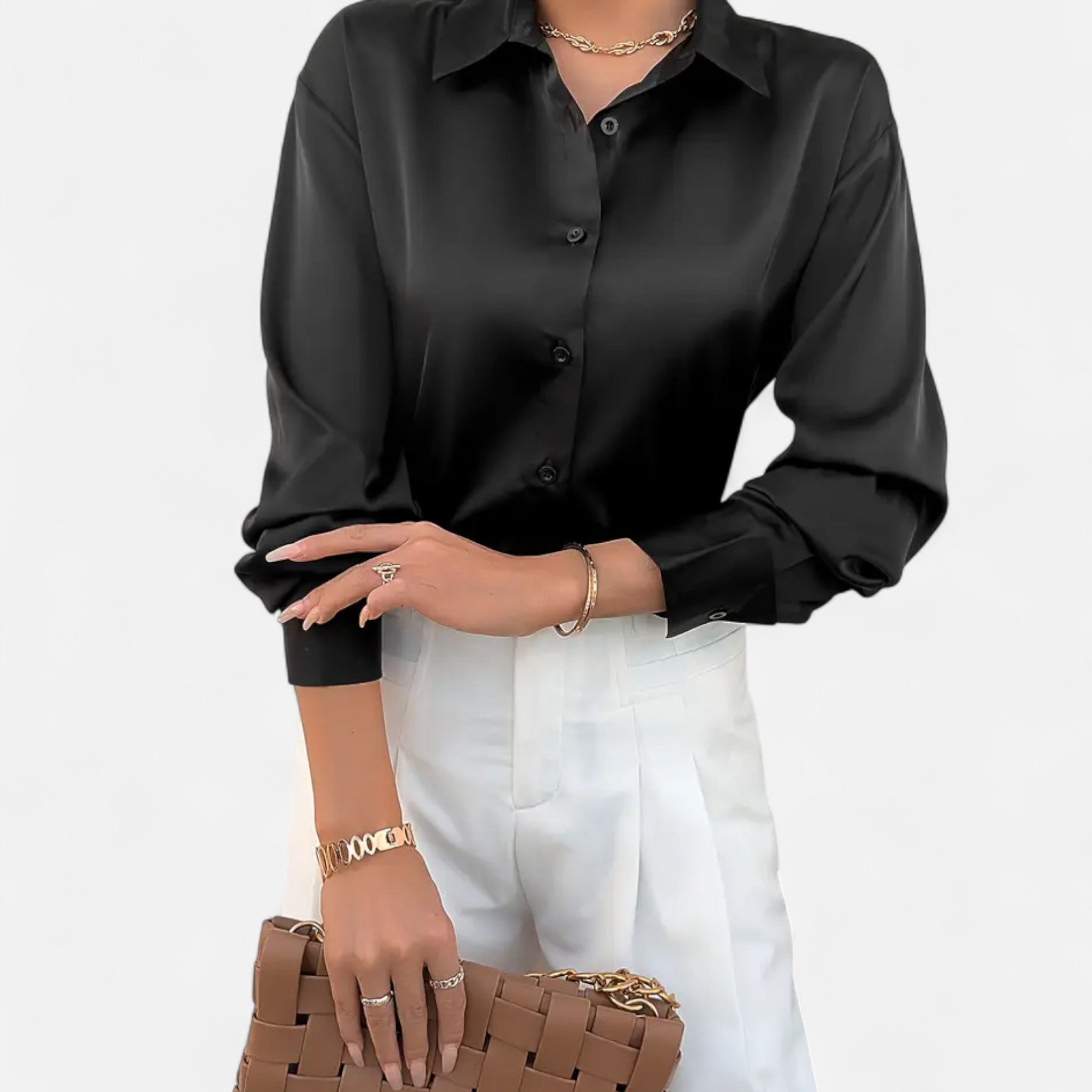 Zeyliah | Women’s Satin Shirt with Classic Collar