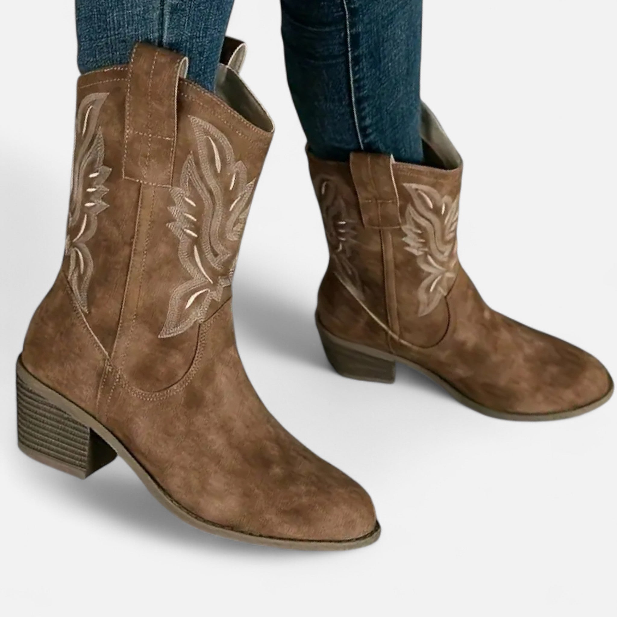 Zeyliah | Women’s Mid-Calf Cowboy Boots with Chunky Heel